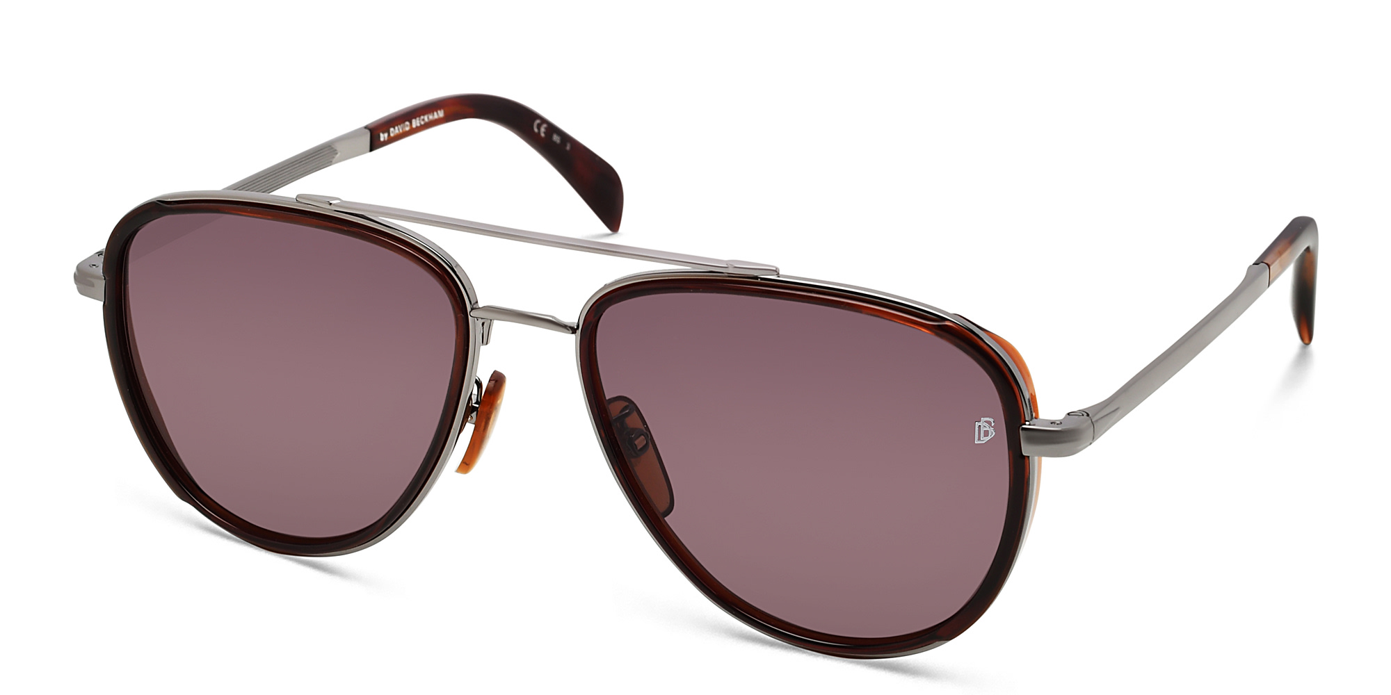 DAVID BECKHAM Aviator Sunglasses in Dark Ruthenium Brown – Product Photo 2