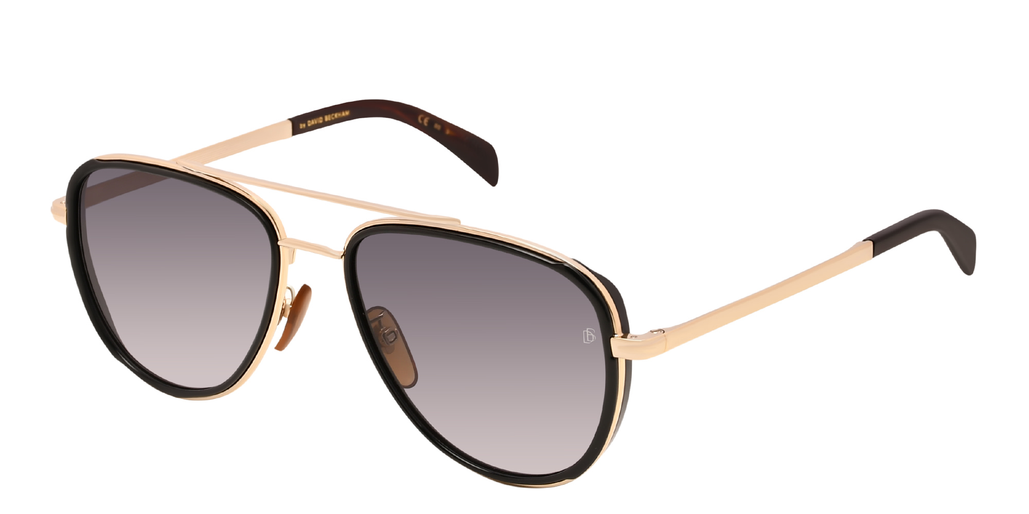 Shop DAVID BECKHAM Aviator Sunglasses in Gold Black online.