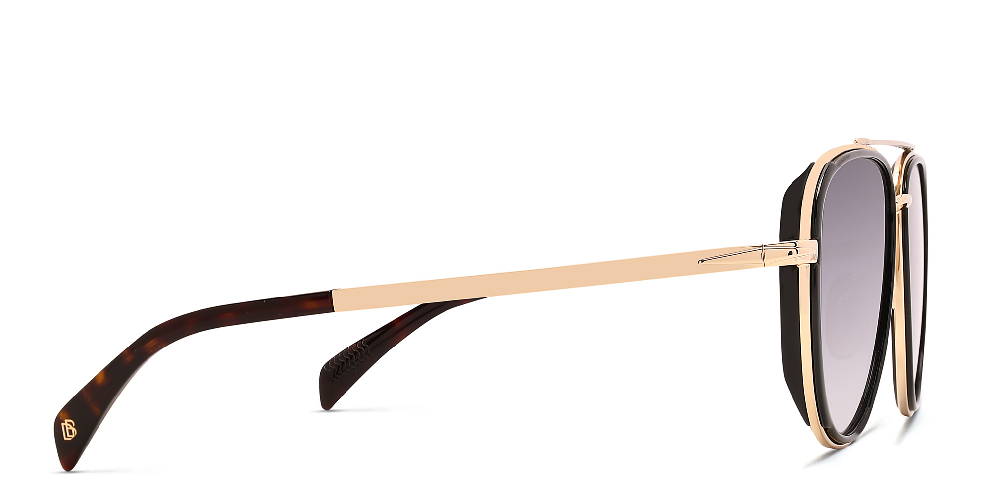 Shop DAVID BECKHAM Aviator Sunglasses in Gold Black online.