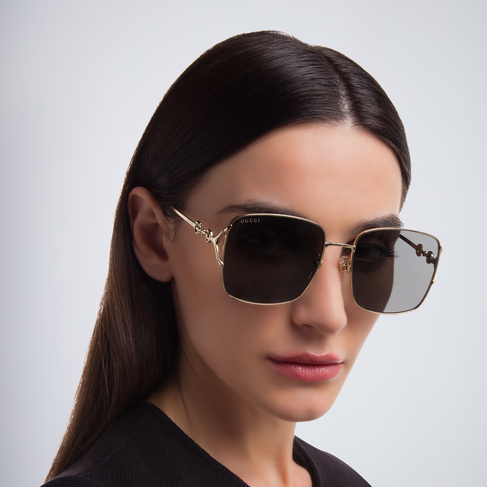 Shop GUCCI Square Sunglasses in Gold online.