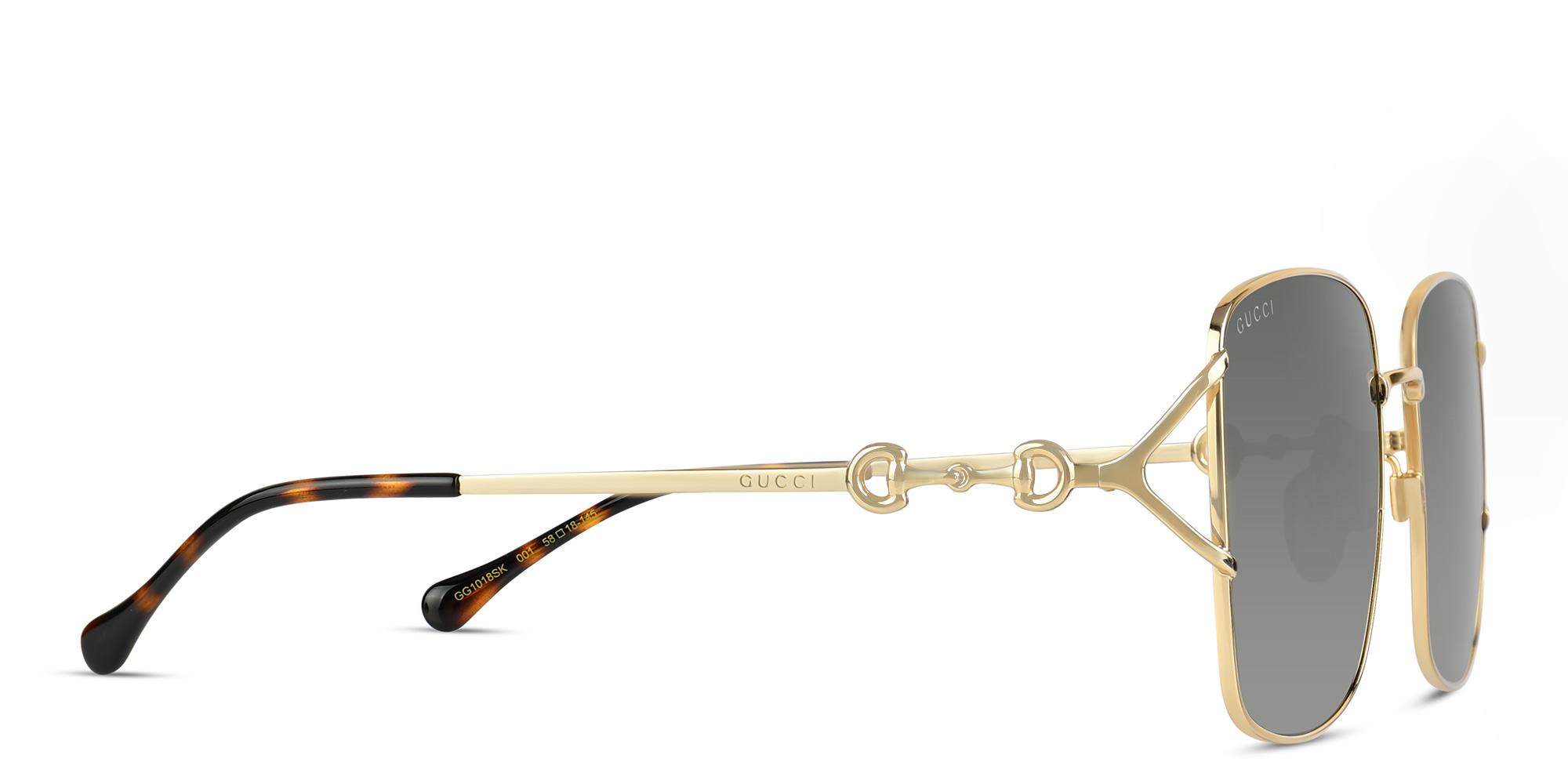 Shop GUCCI Square Sunglasses in Gold online.