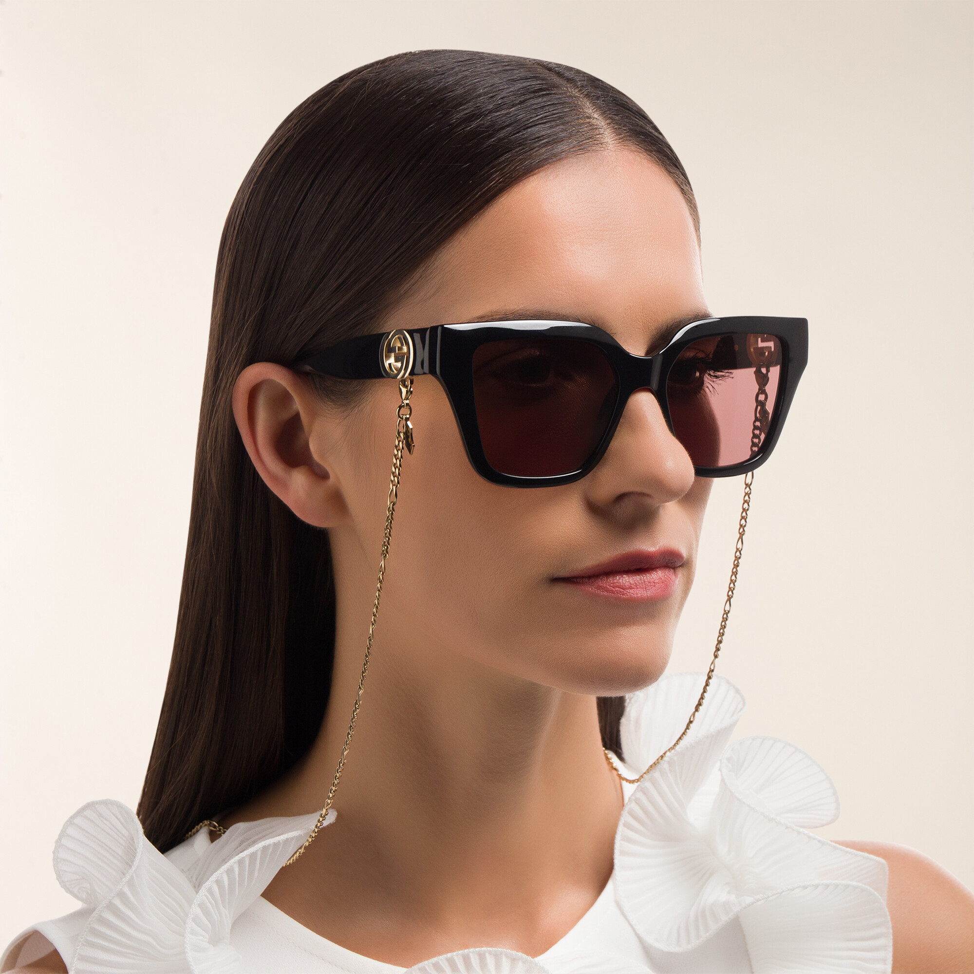 Shop GUCCI Square Sunglasses in Black online.