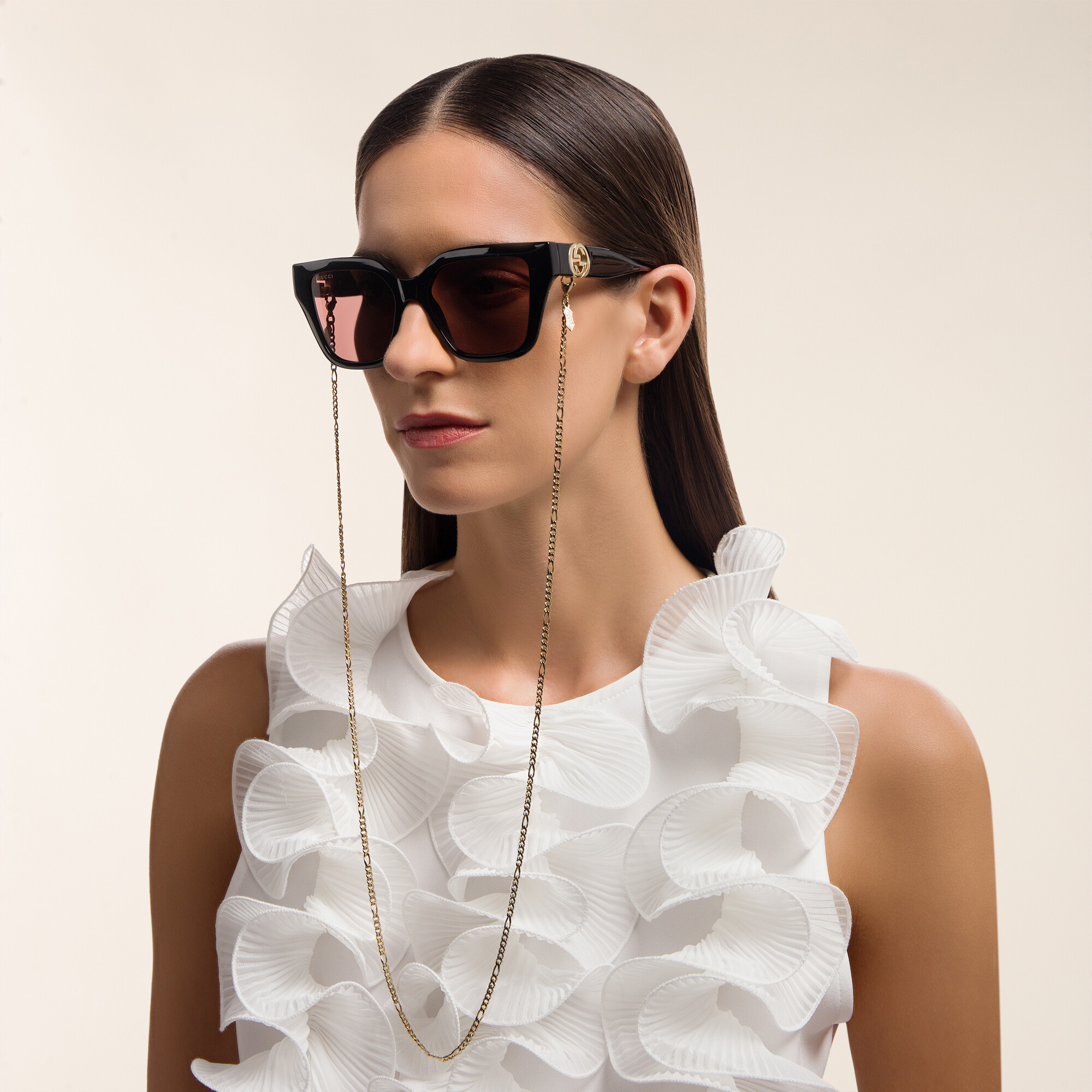 Shop GUCCI Square Sunglasses in Black online.