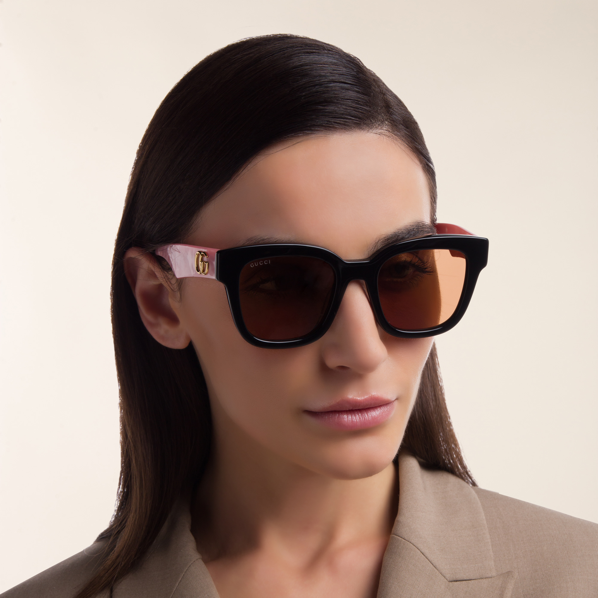 Shop GUCCI Square Sunglasses in Black online.