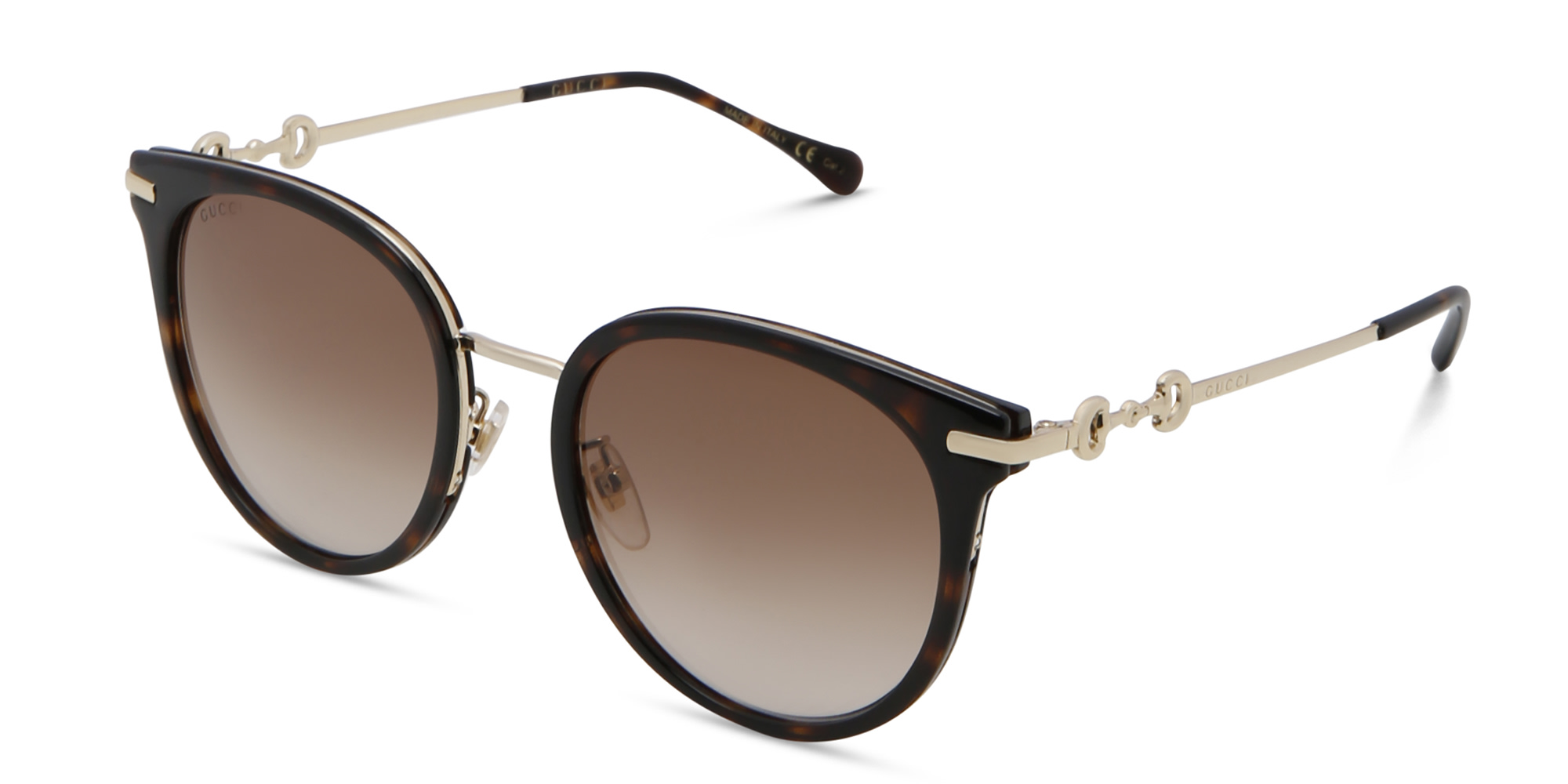 Shop GUCCI Round Sunglasses in Havana online.