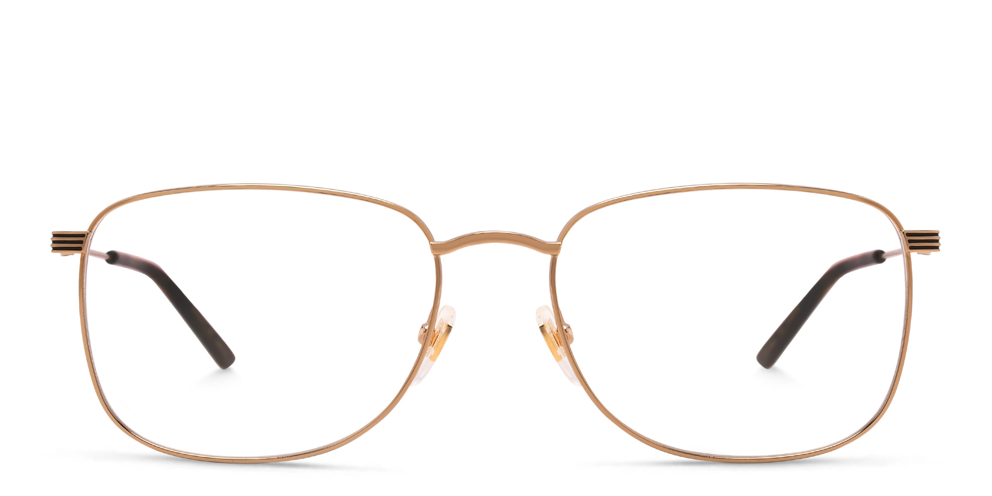 GUCCI Wide Square Eyeglasses in Gold – Product Photo 1