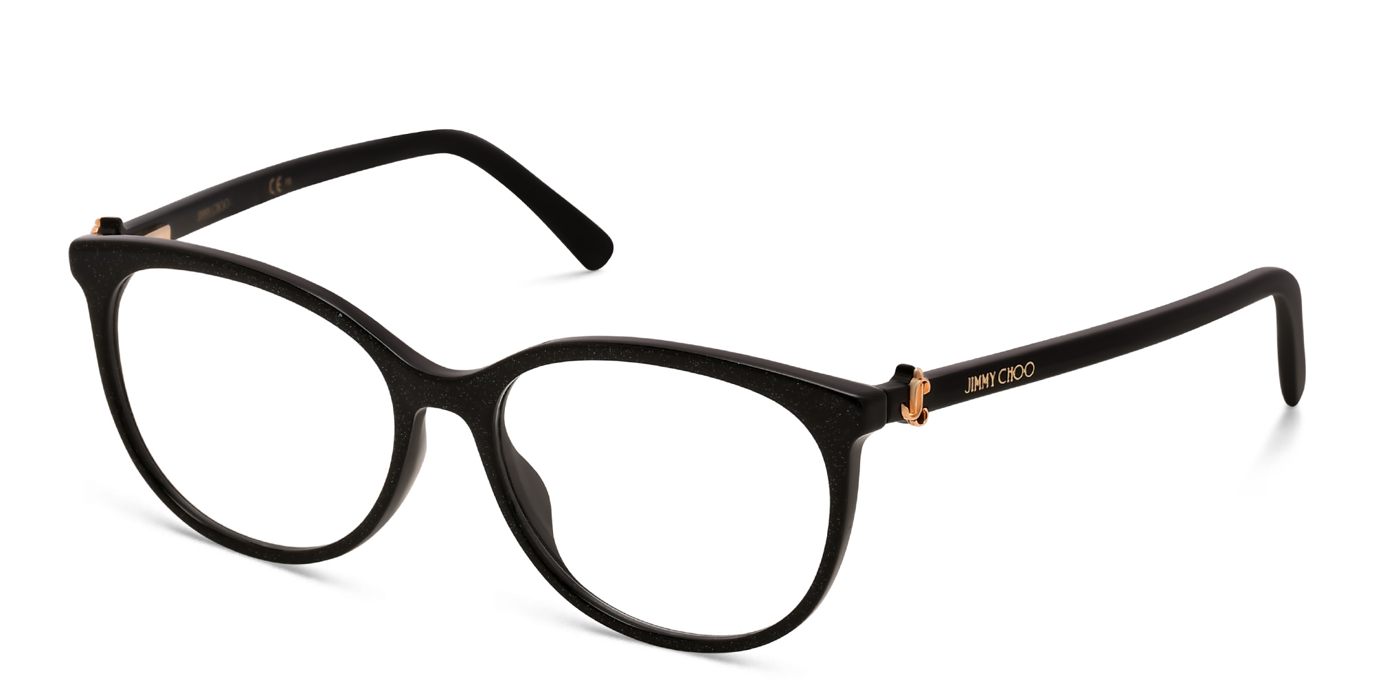 Shop JIMMY CHOO Cat Eye Eyeglasses in Glitter Black online.