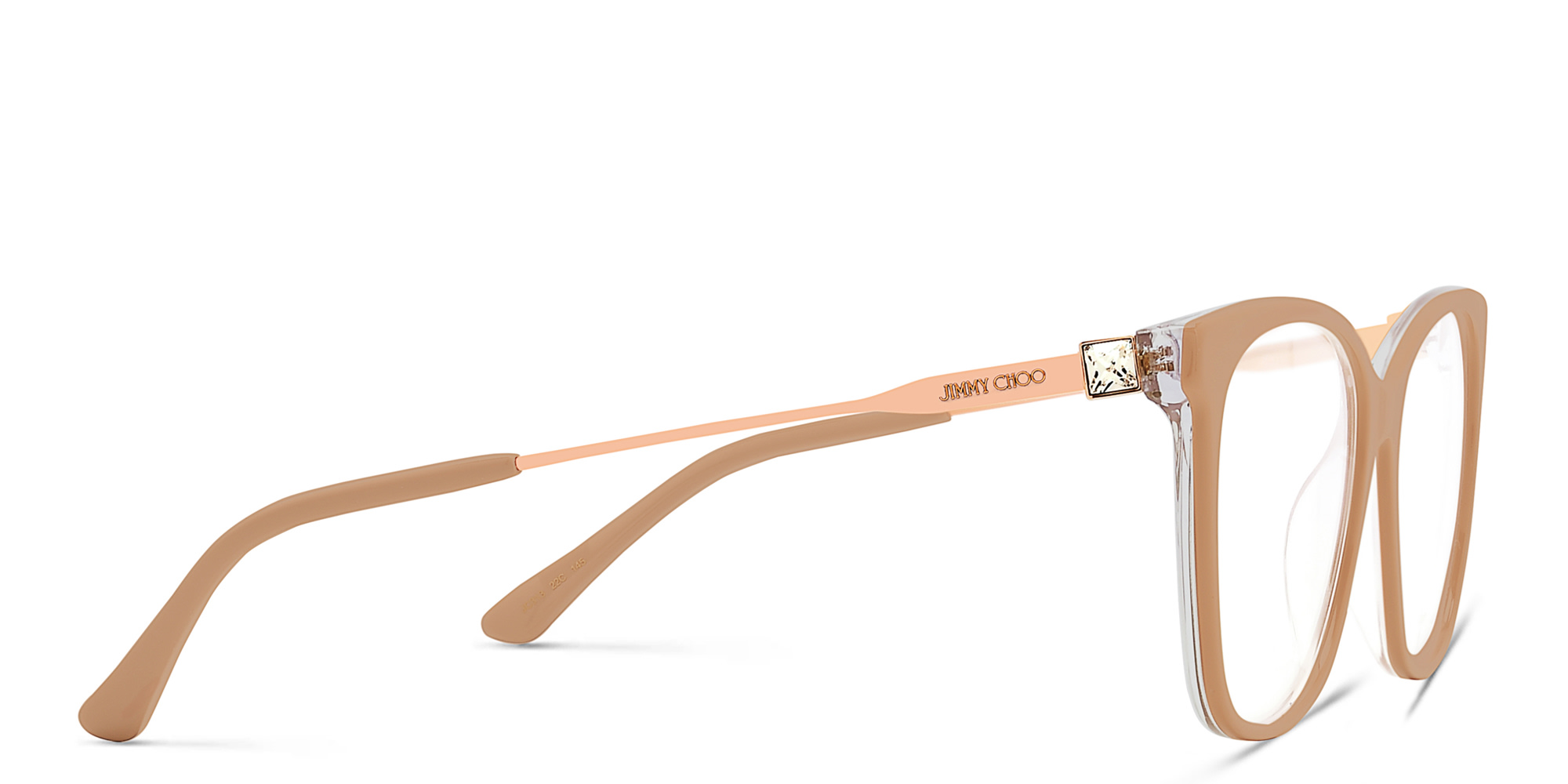 Shop JIMMY CHOO Square Eyeglasses in Crystal Nude online.