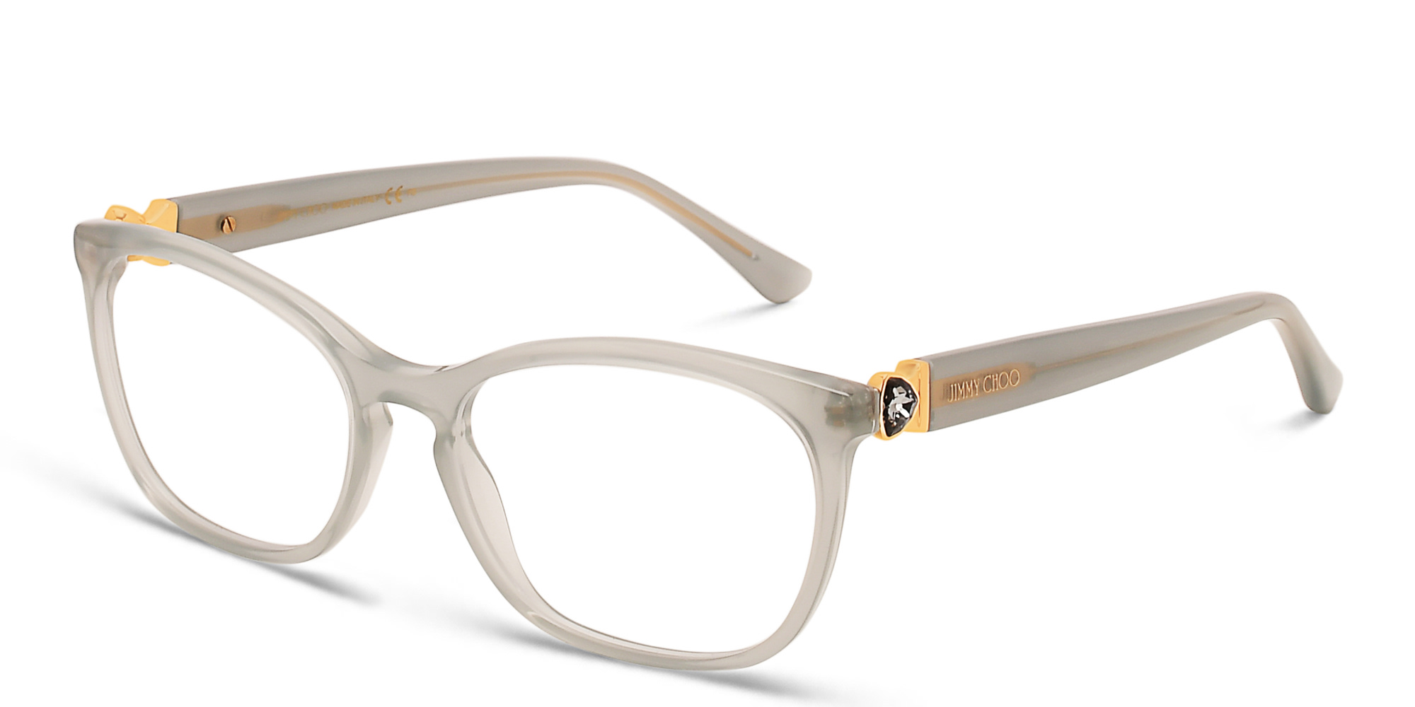Shop JIMMY CHOO Rectangle Eyeglasses in Grey online.