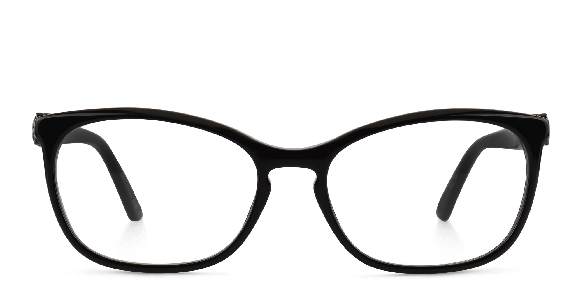 Shop JIMMY CHOO Rectangle Eyeglasses in Black Dark Ruthenium online.