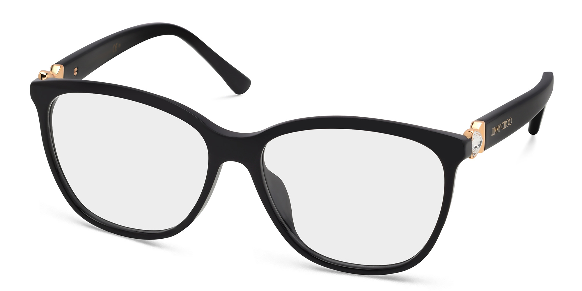 Shop JIMMY CHOO Wide Square Eyeglasses in Black online.