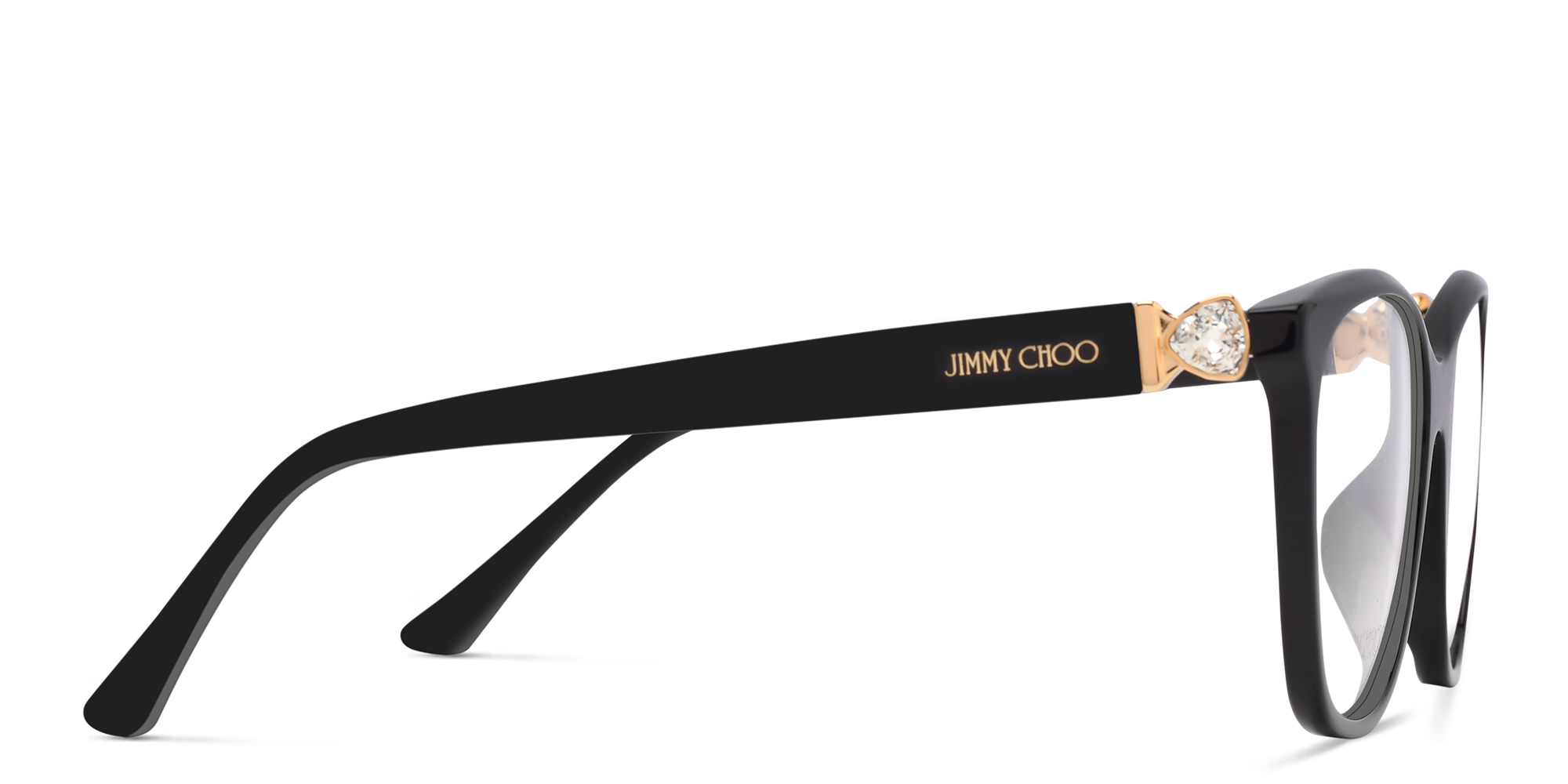 Shop JIMMY CHOO Wide Square Eyeglasses in Black online.
