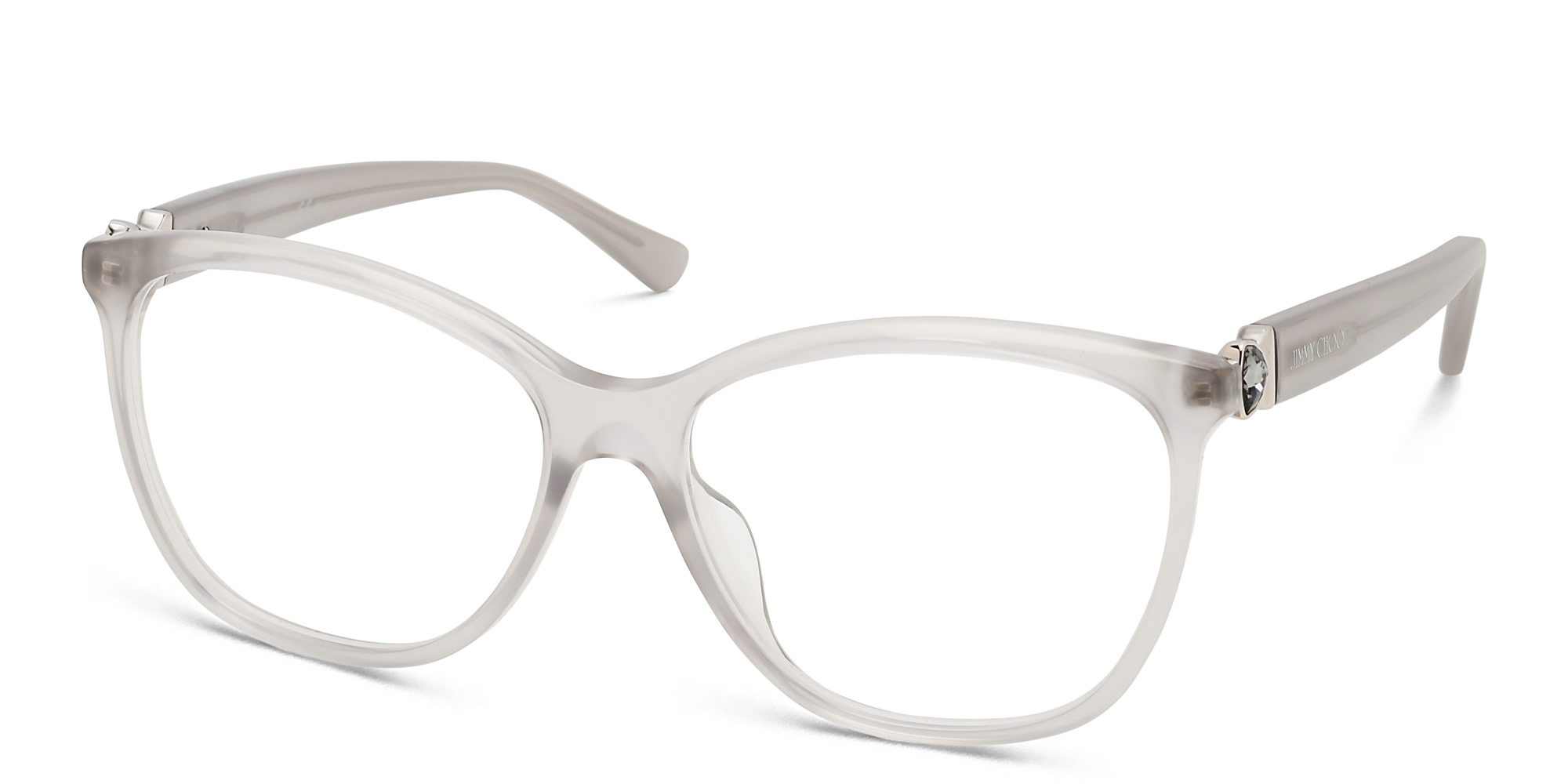 Shop JIMMY CHOO Wide Square Eyeglasses in Grey online.