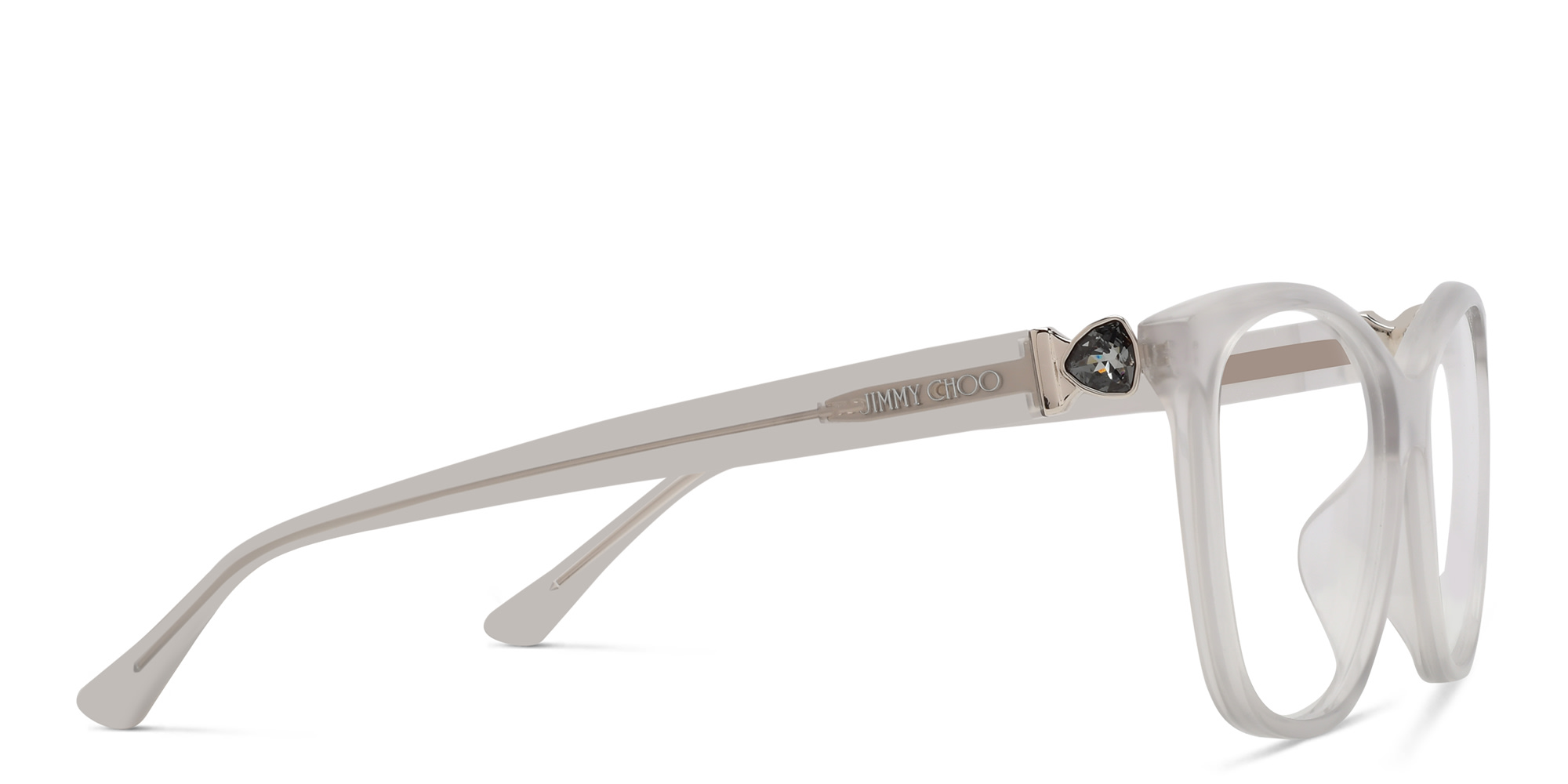 Shop JIMMY CHOO Wide Square Eyeglasses in Grey online.