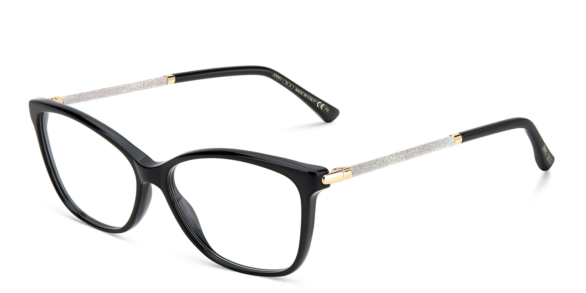 Shop JIMMY CHOO Rectangle Eyeglasses in Black online.