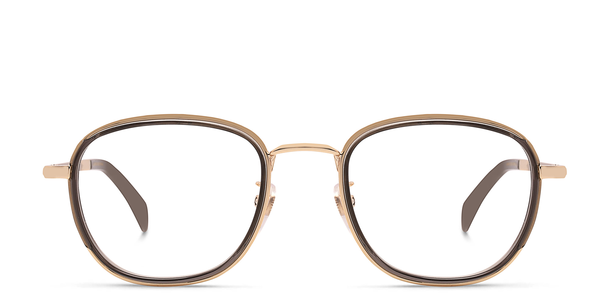Shop DAVID BECKHAM Square Eyeglasses in Gold Grey online.