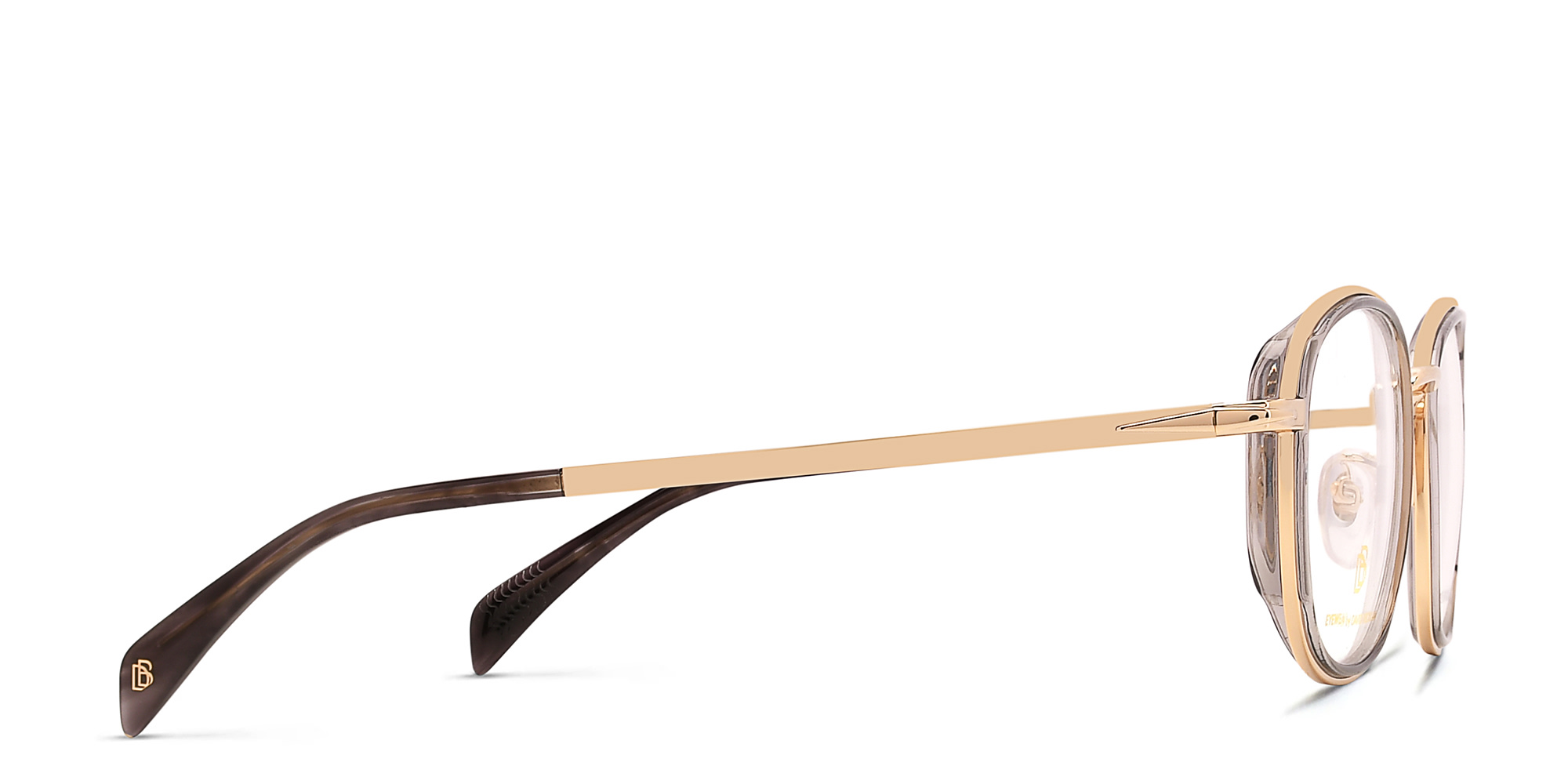 Shop DAVID BECKHAM Square Eyeglasses in Gold Grey online.