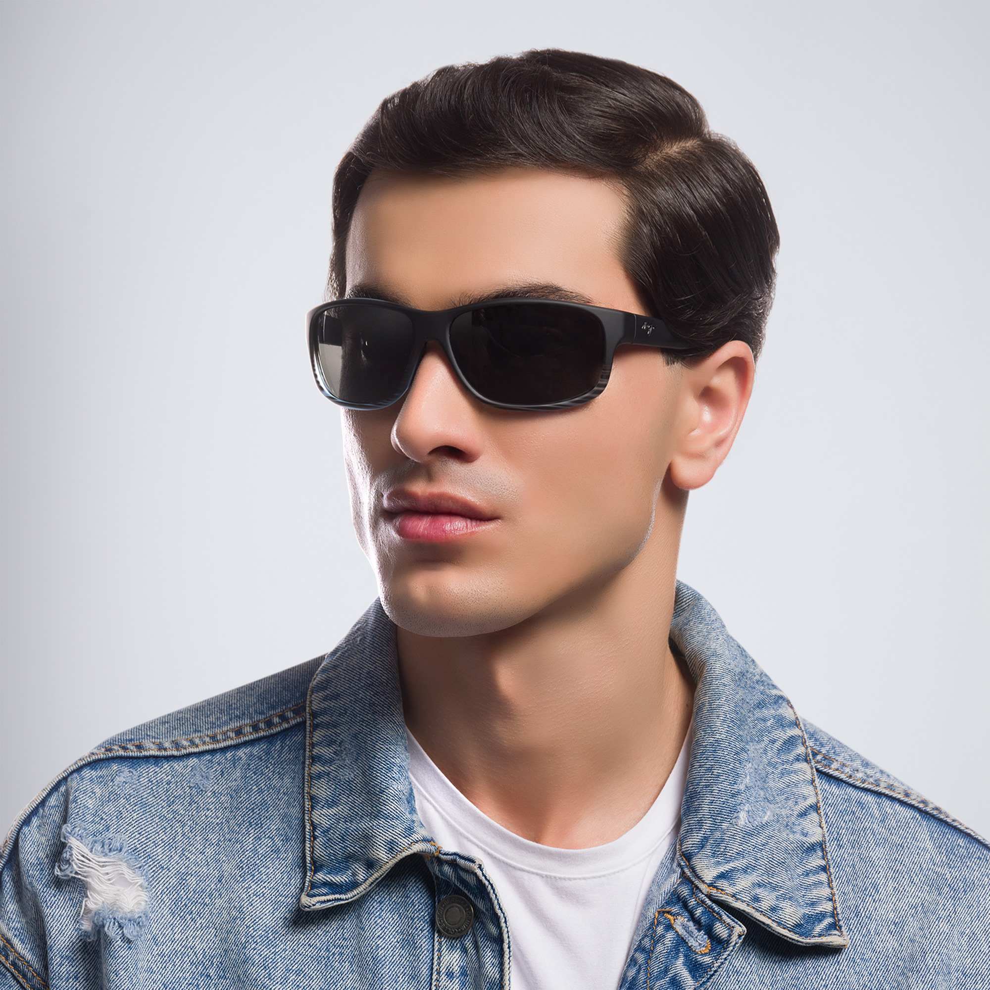 Maui Jim Kaiwi Channel 840 Unisex Rectangle Sunglasses in Black – Product Photo 7