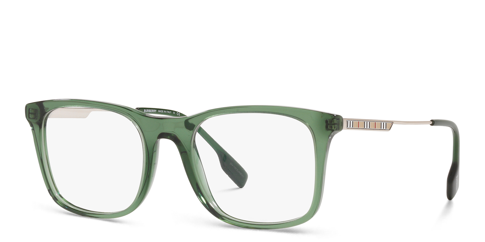 Shop BURBERRY Square Eyeglasses in Green online.