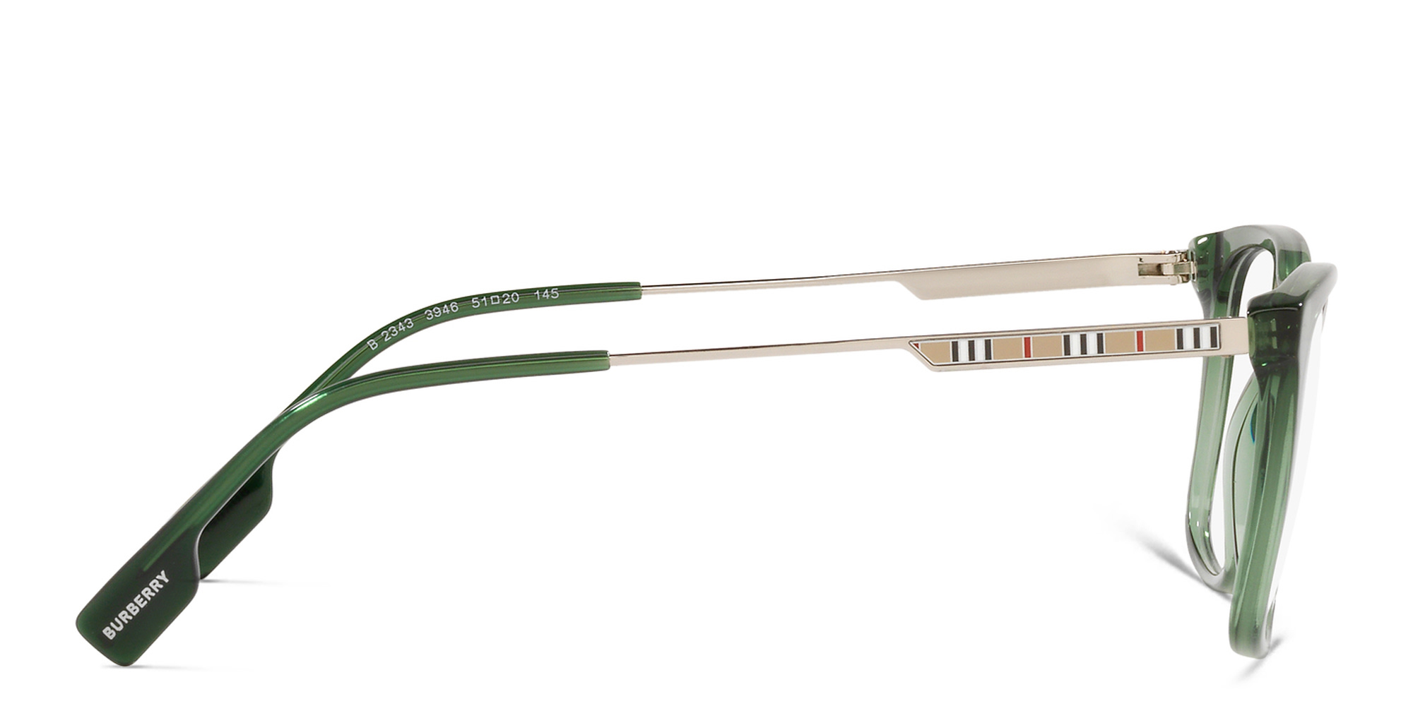 Shop BURBERRY Square Eyeglasses in Green online.