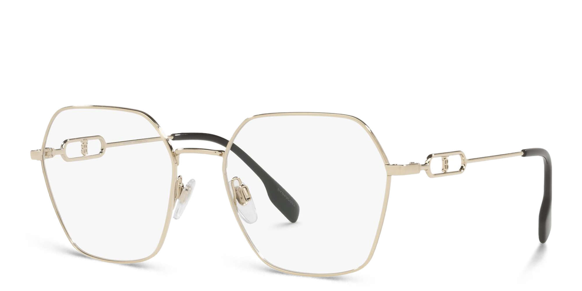 BURBERRY Wide Irregular Eyeglasses in Light Gold – Product Photo 2