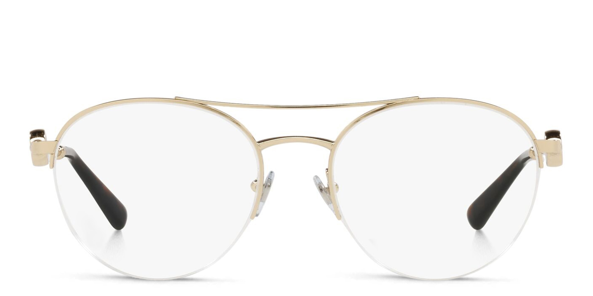 BVLGARI Half Rim Round Eyeglasses in Pale Gold – Product Photo 1
