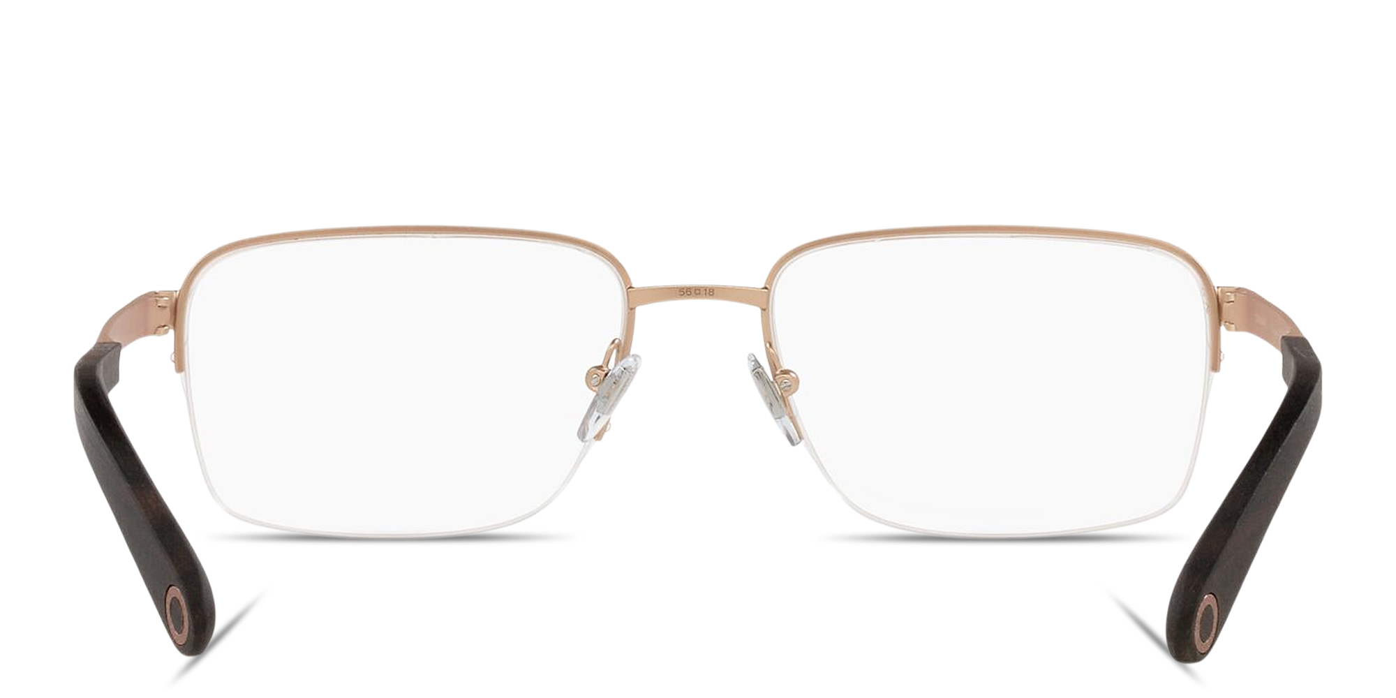 Shop BVLGARI Wide Half-Rim Rectangle Eyeglasses in Pink Gold online.