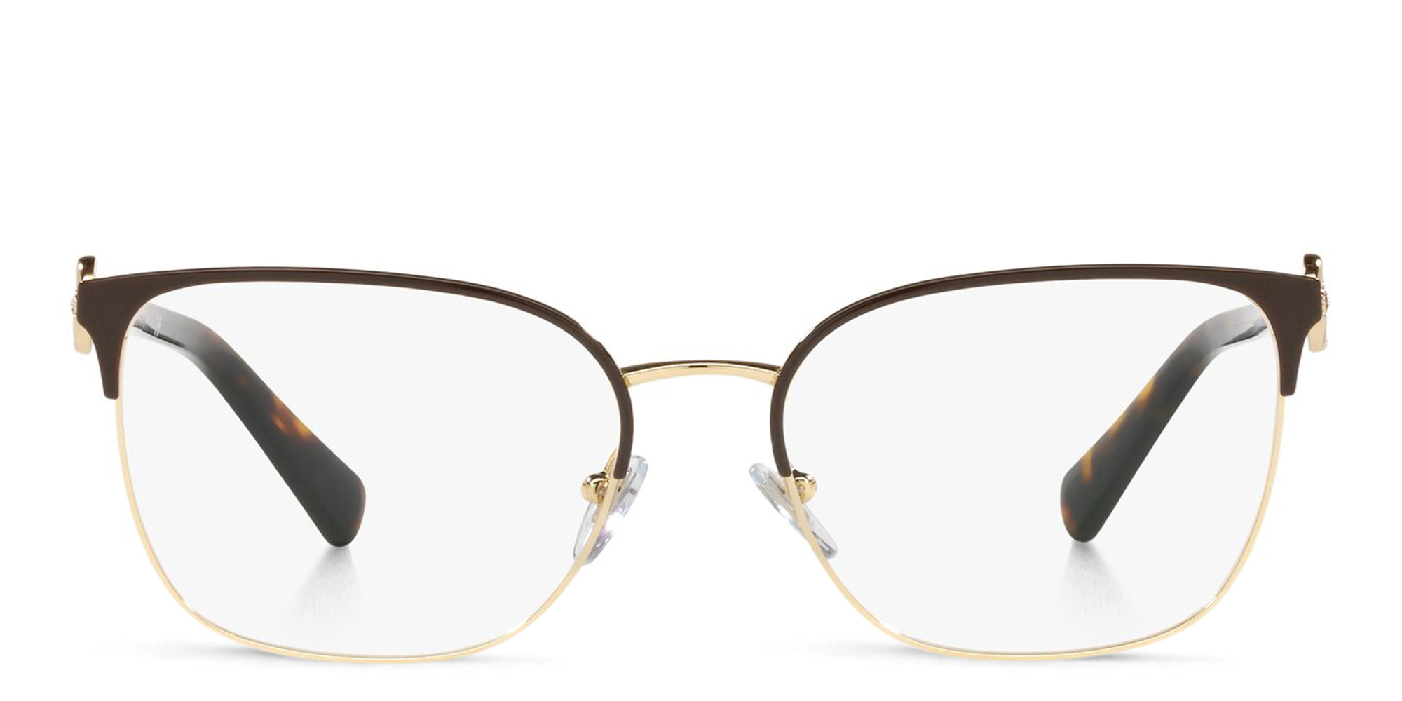 BVLGARI Rectangle Eyeglasses in Pale Gold/Brown – Product Photo 1