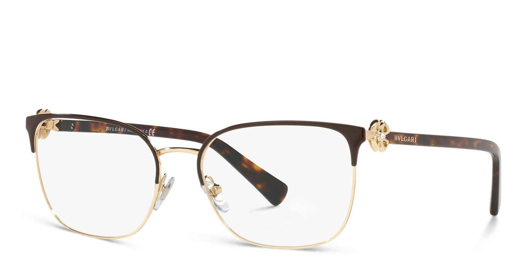 BVLGARI Rectangle Eyeglasses in Pale Gold/Brown – Product Photo 2