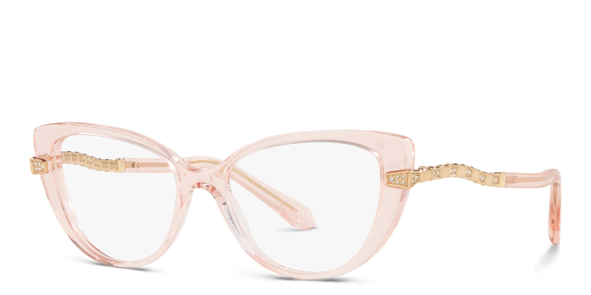 Shop BVLGARI Cat-Eye Eyeglasses in Transparent Pink online.