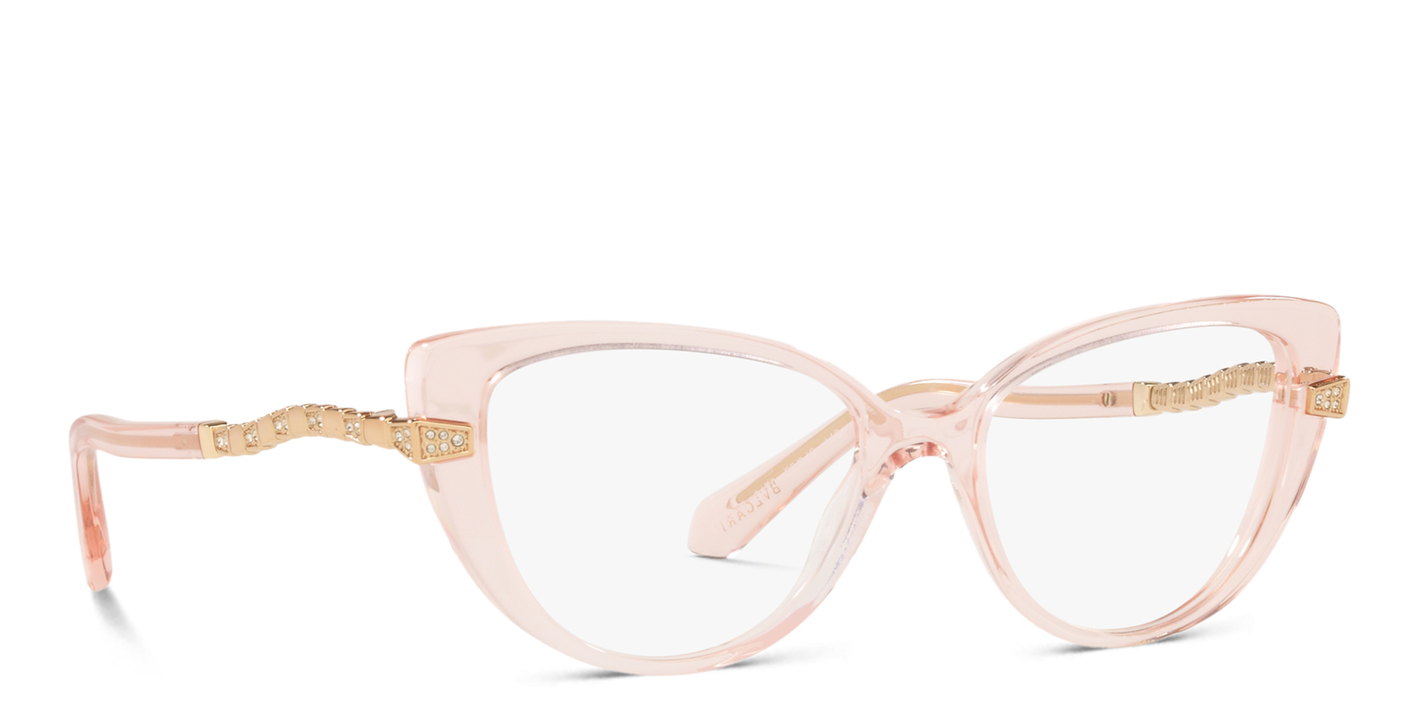Shop BVLGARI Cat-Eye Eyeglasses in Transparent Pink online.