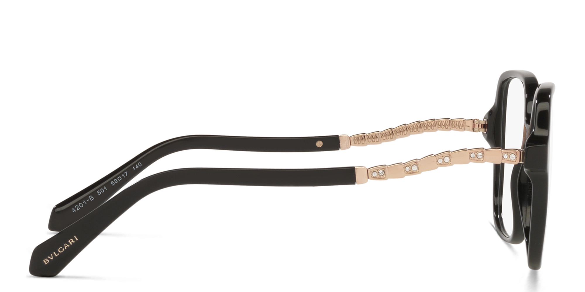 Shop BVLGARI Serpenti Oversized Square Eyeglasses in Black online.