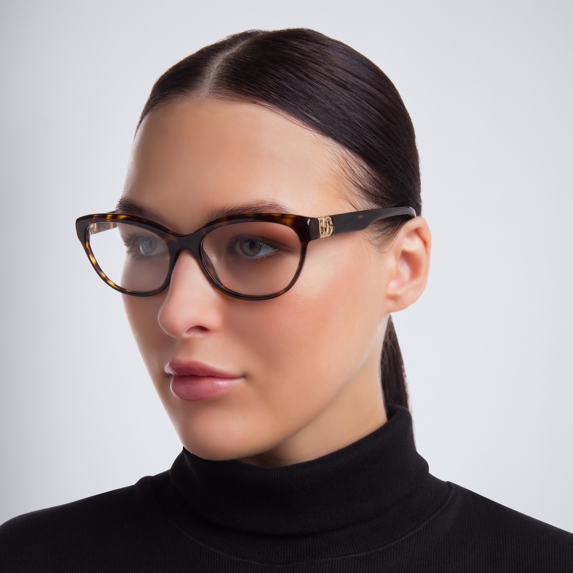 Dolce & Gabbana Wide Cat Eye Eyeglasses in Havana – Product Photo 5