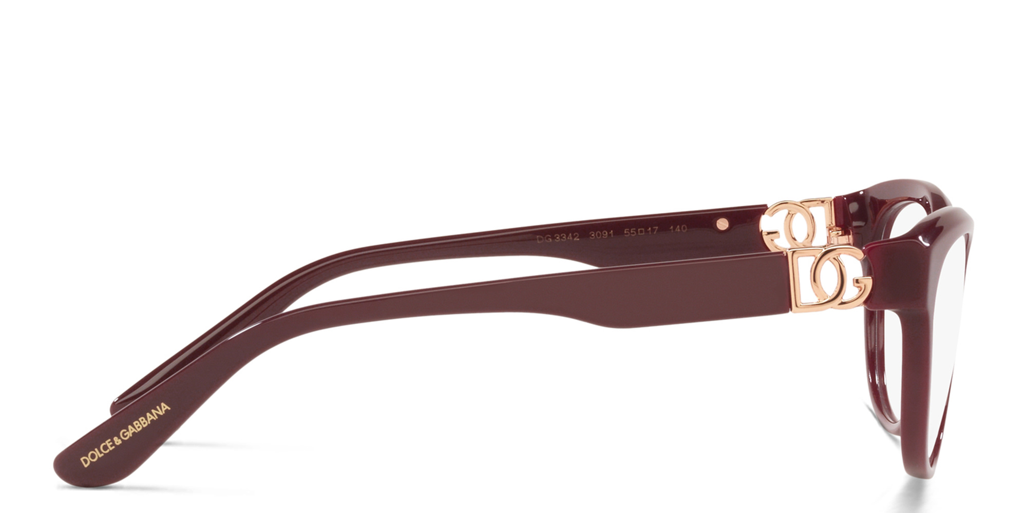 Dolce & Gabbana Wide Cat-Eye Eyeglasses in Bordeaux – Product Photo 3