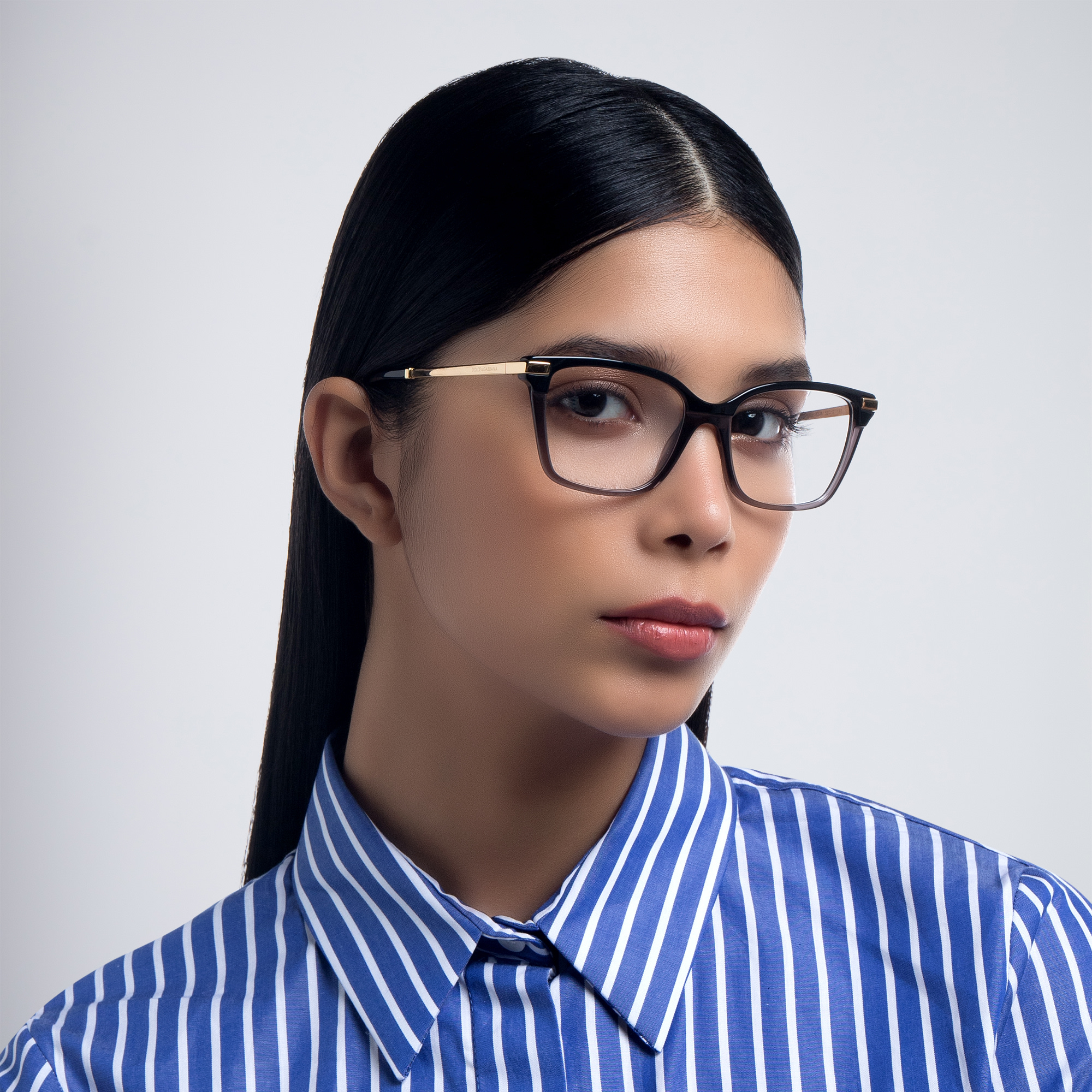 Dolce & Gabbana Cat Eye Eyeglasses in Black/Transparent Black – Product Photo 6