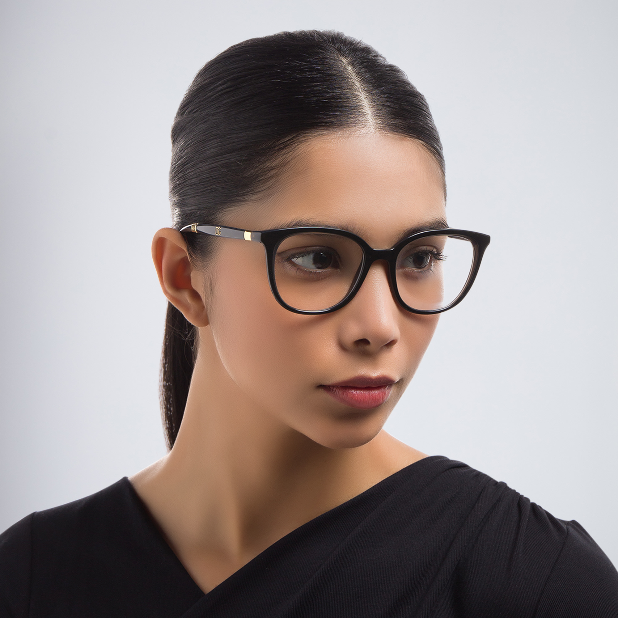 Dolce & Gabbana Square Eyeglasses in Black/Transparent Black – Product Photo 6