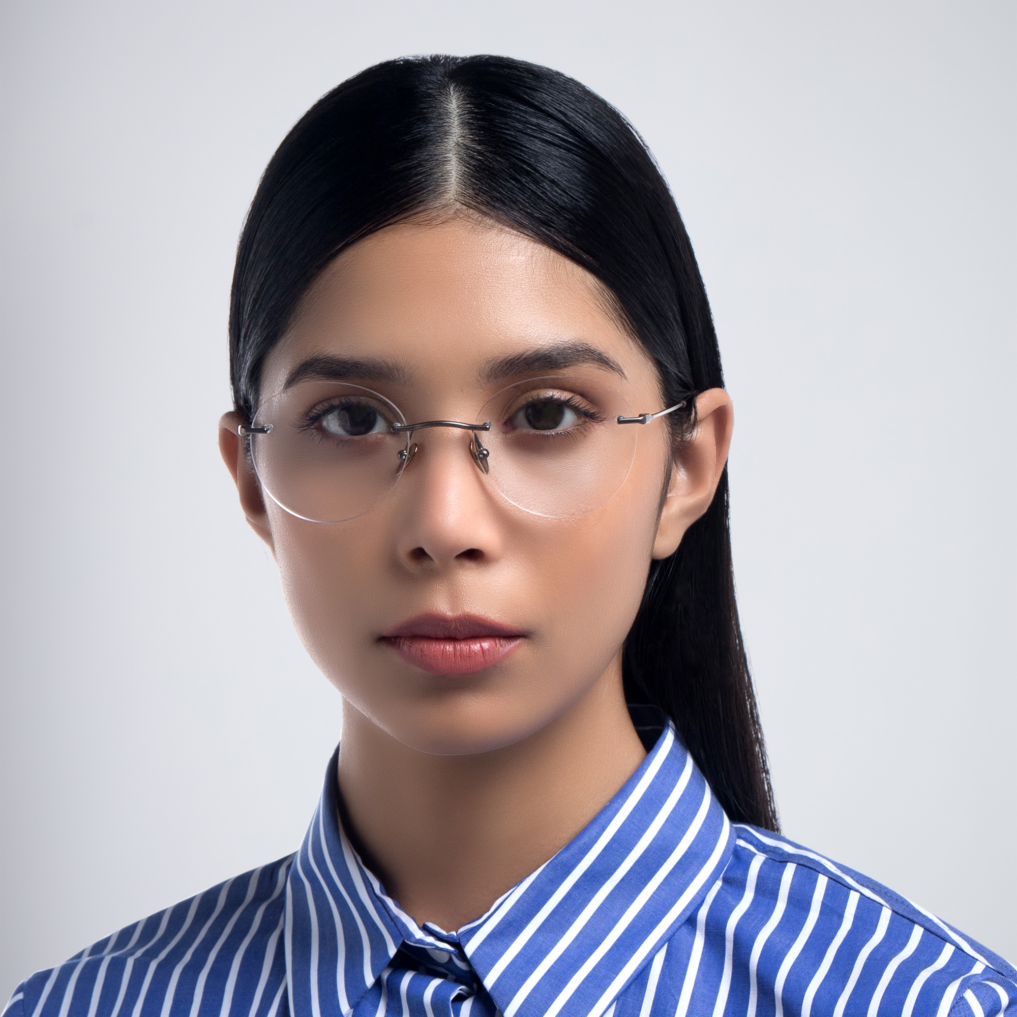 GIORGIO ARMANI Unisex Rimless Round Eyeglasses in Brown – Product Photo 5