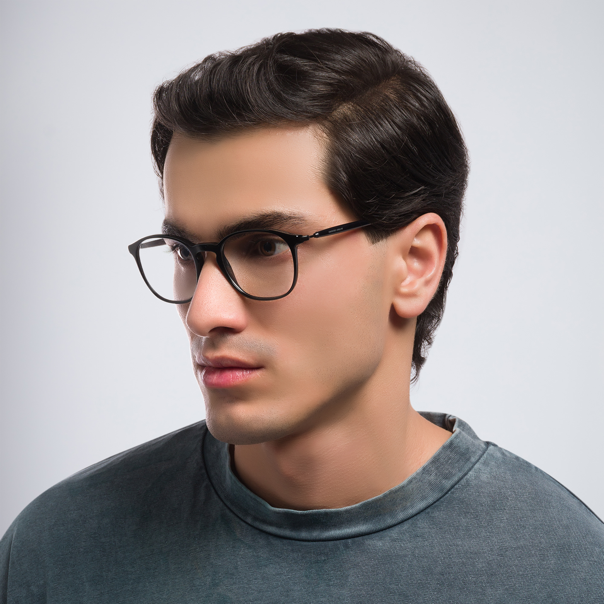 Shop GIORGIO ARMANI Panthos Eyeglasses in Black online.