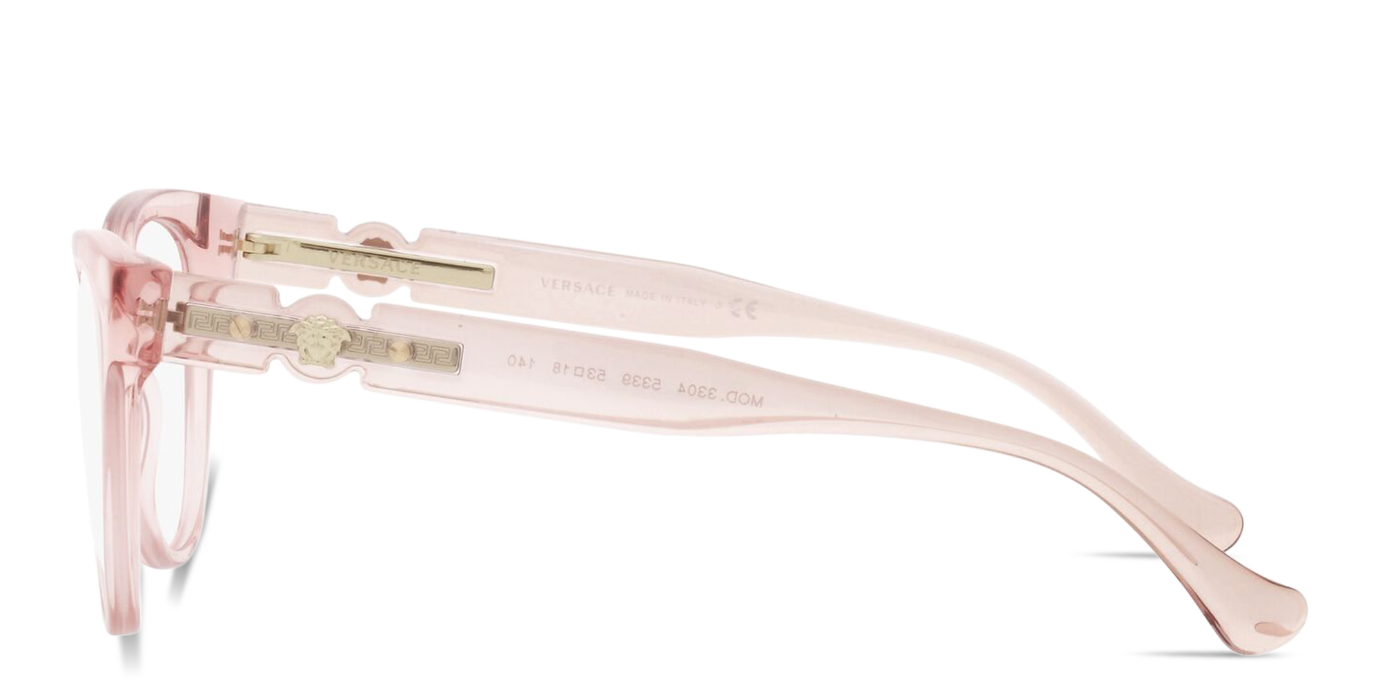 Shop VERSACE Medusa Cat-Eye Eyeglasses in Transparent Pink online.