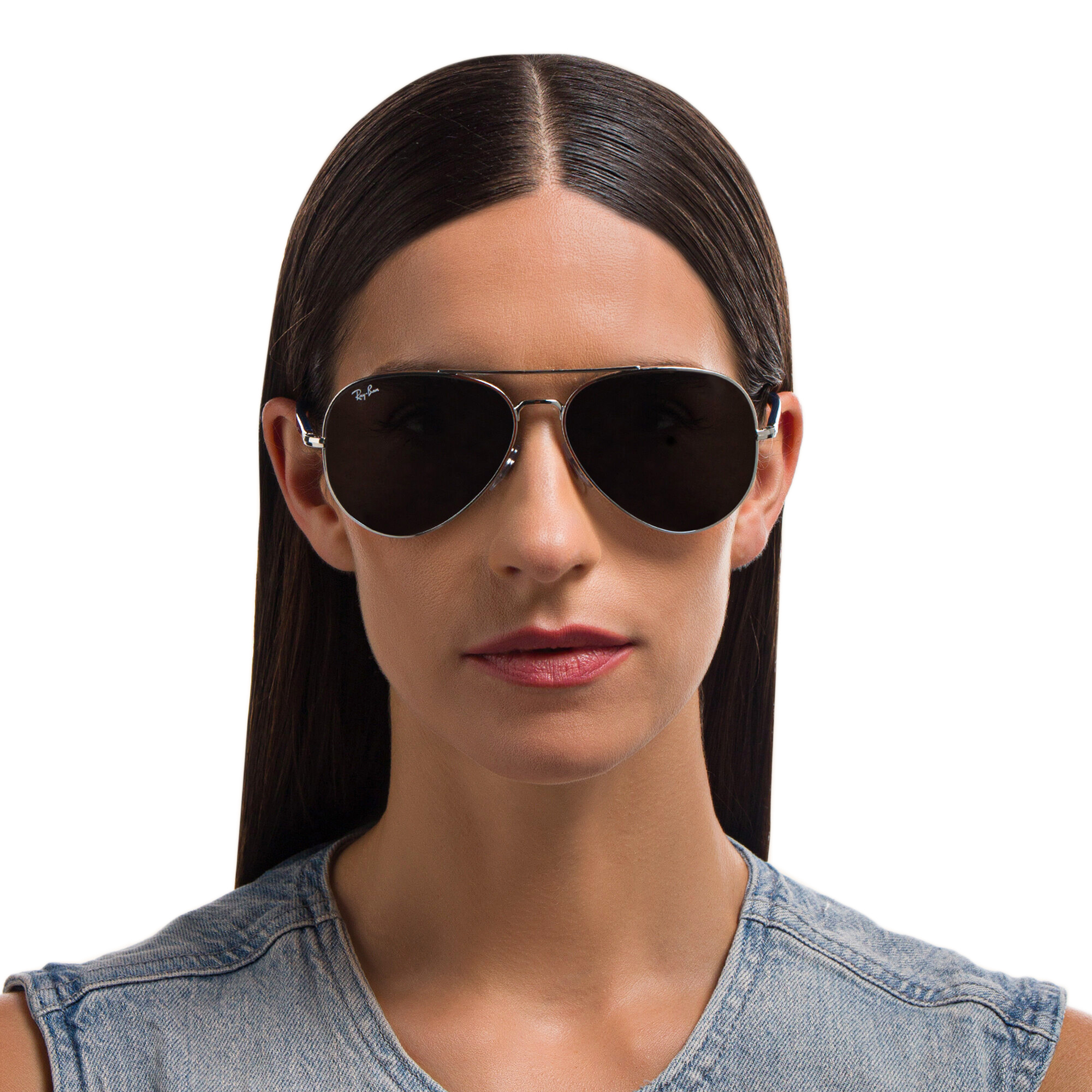 Shop Ray-Ban Unisex Aviator Sunglasses in Silver online.