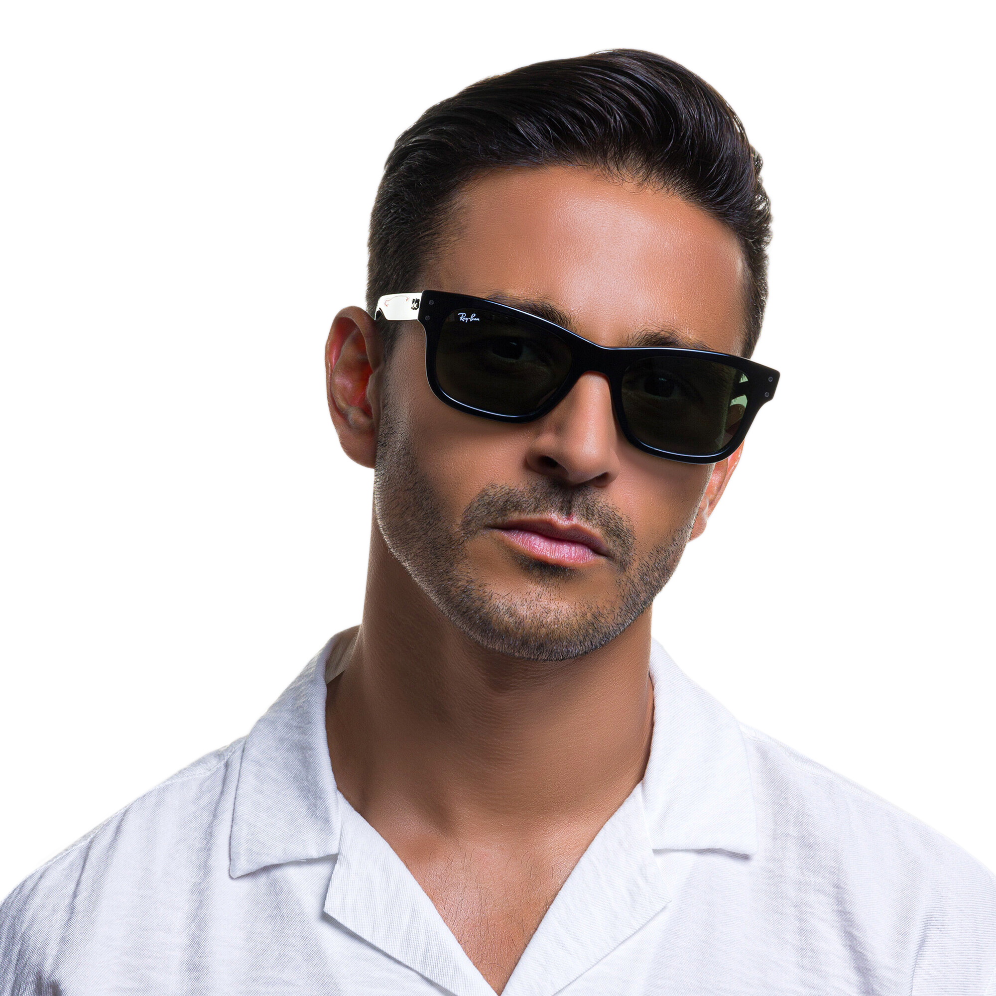 Shop Ray-Ban Mr Burbank Rectangle Sunglasses in Black online.