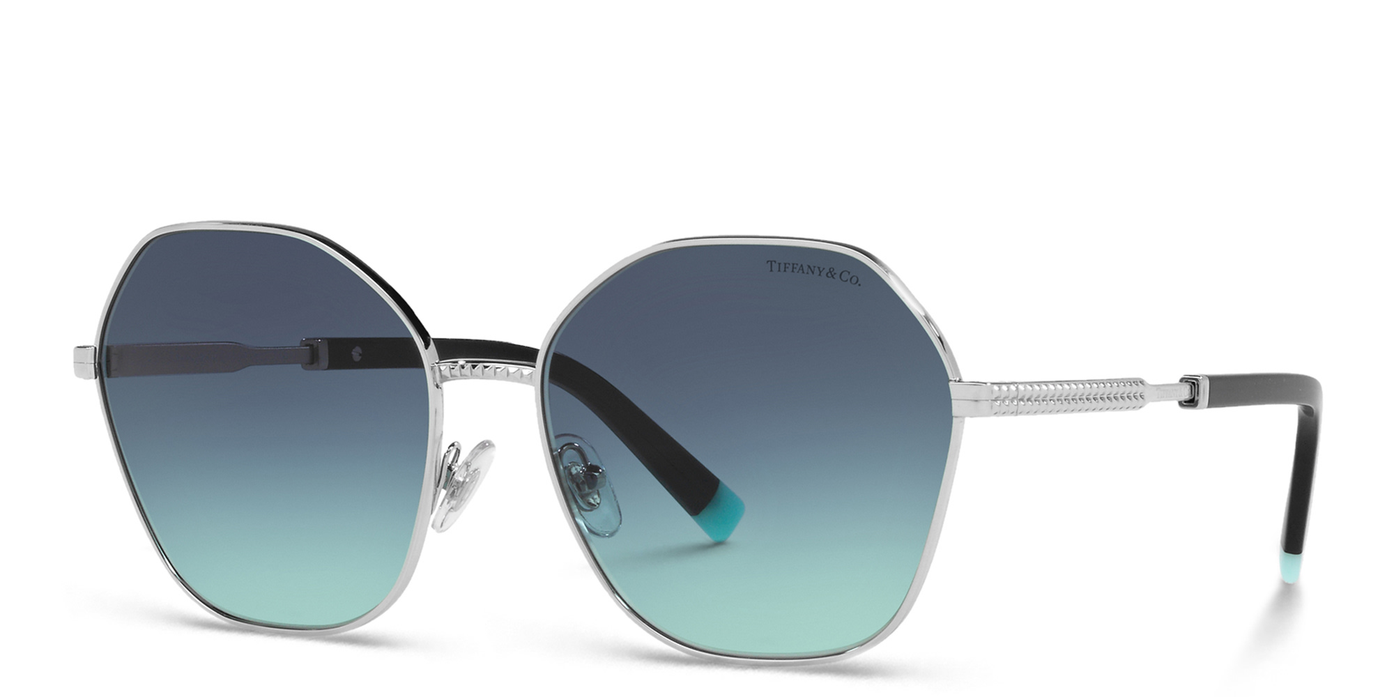 TIFFANY Oversized Irregular Sunglasses in Silver – Product Photo 2