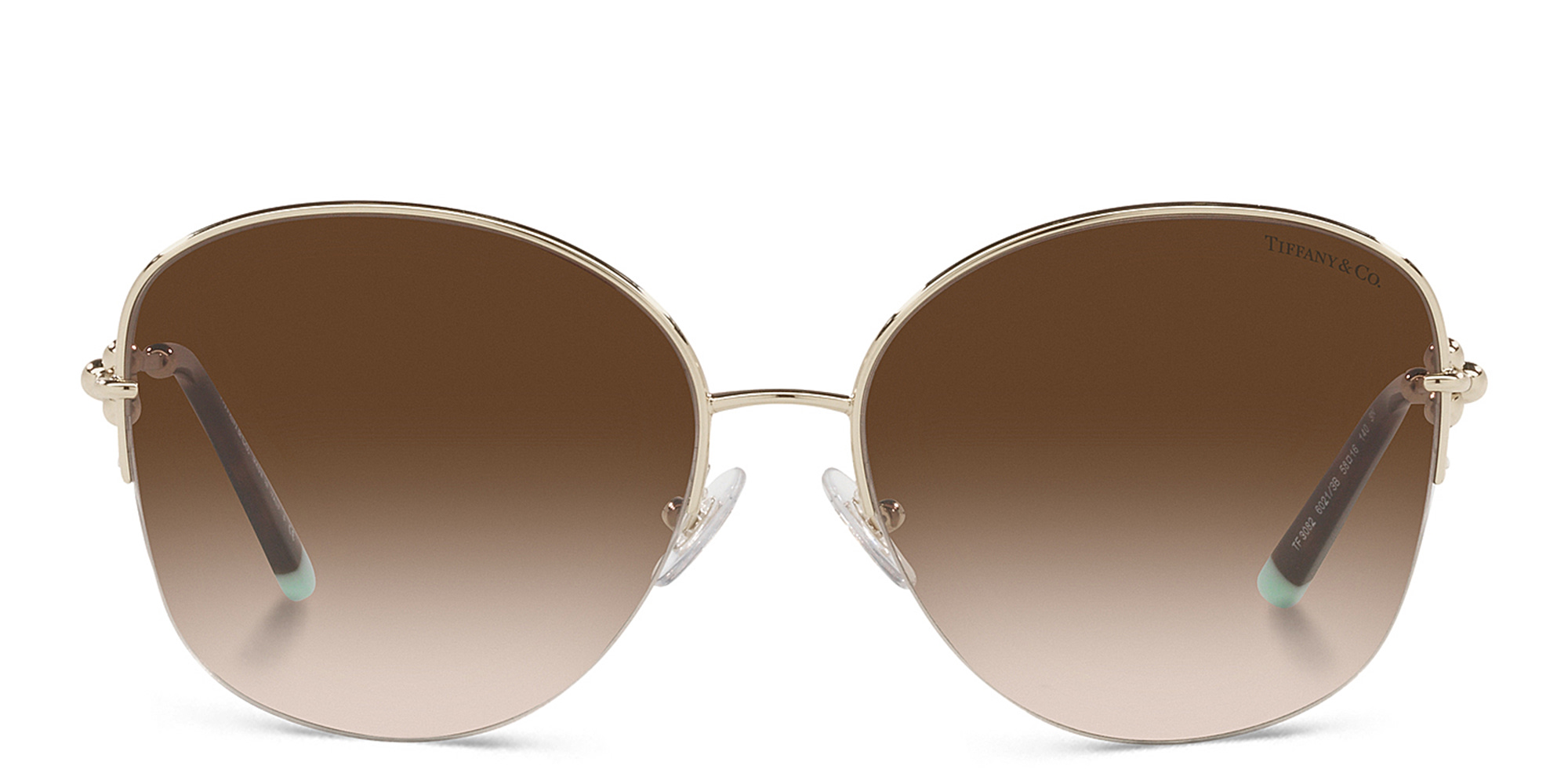 TIFFANY Half-Rim Round Sunglasses in Pale Gold – Product Photo 1