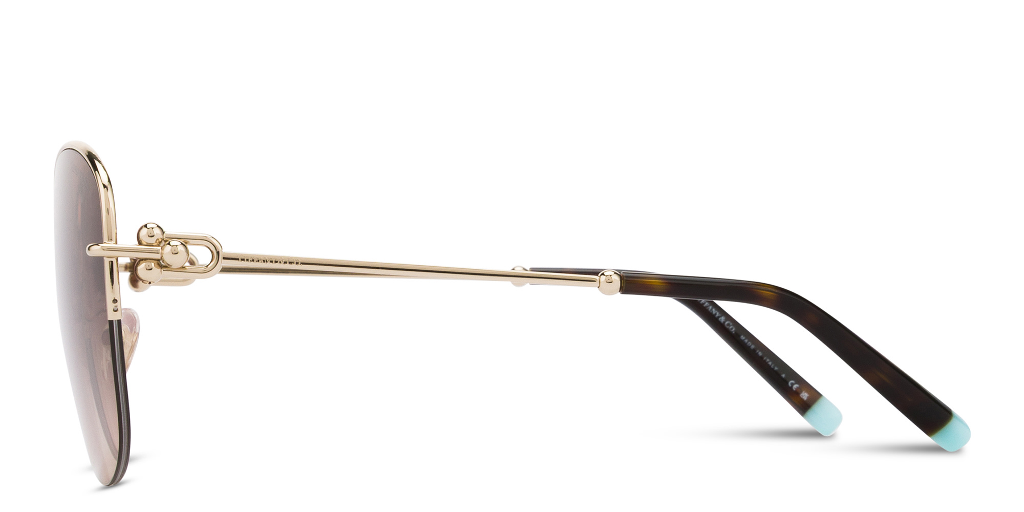 TIFFANY Half-Rim Round Sunglasses in Pale Gold – Product Photo 4