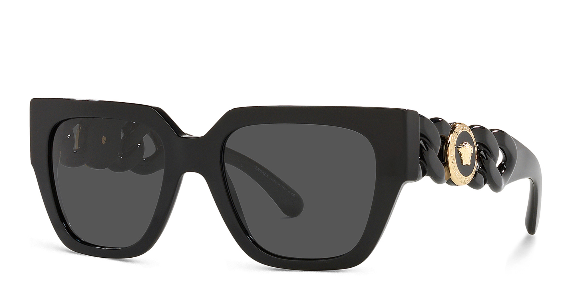 VERSACE Medusa Chain Square Sunglasses in Black – Product Photo 2