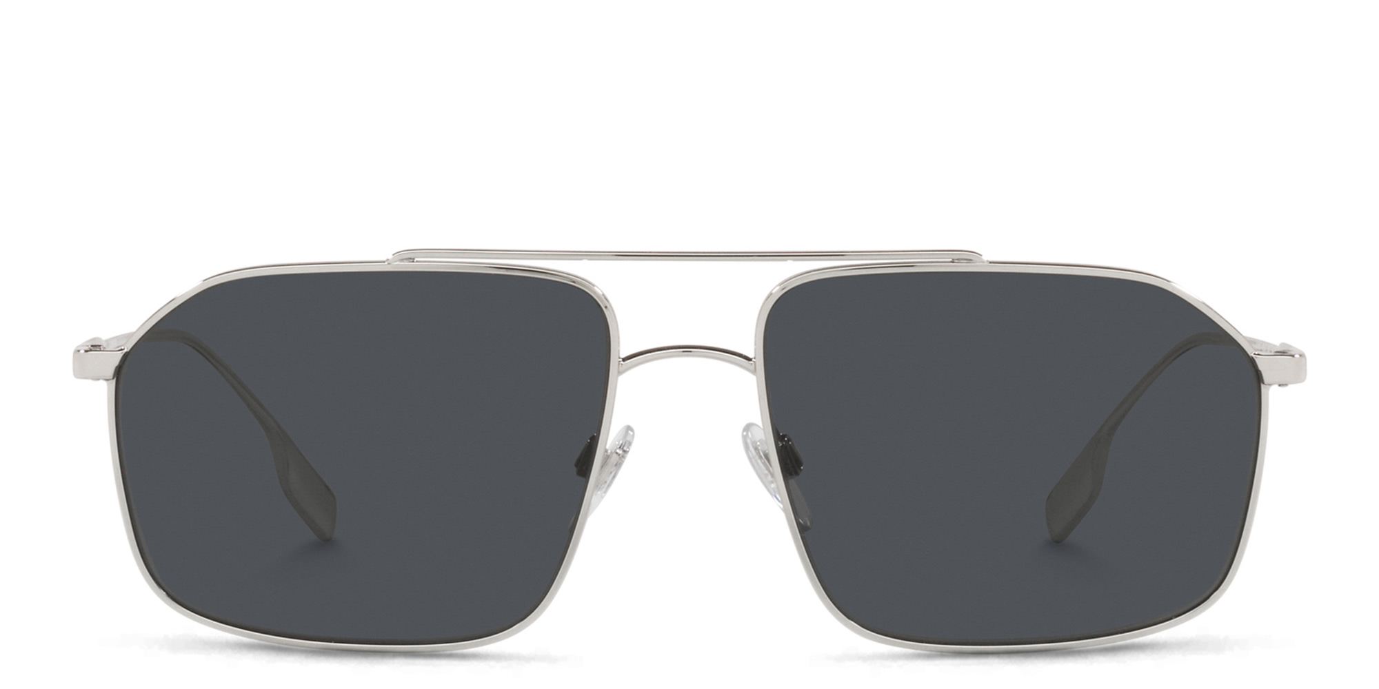 Shop BURBERRY Rectangle Sunglasses in Silver online.
