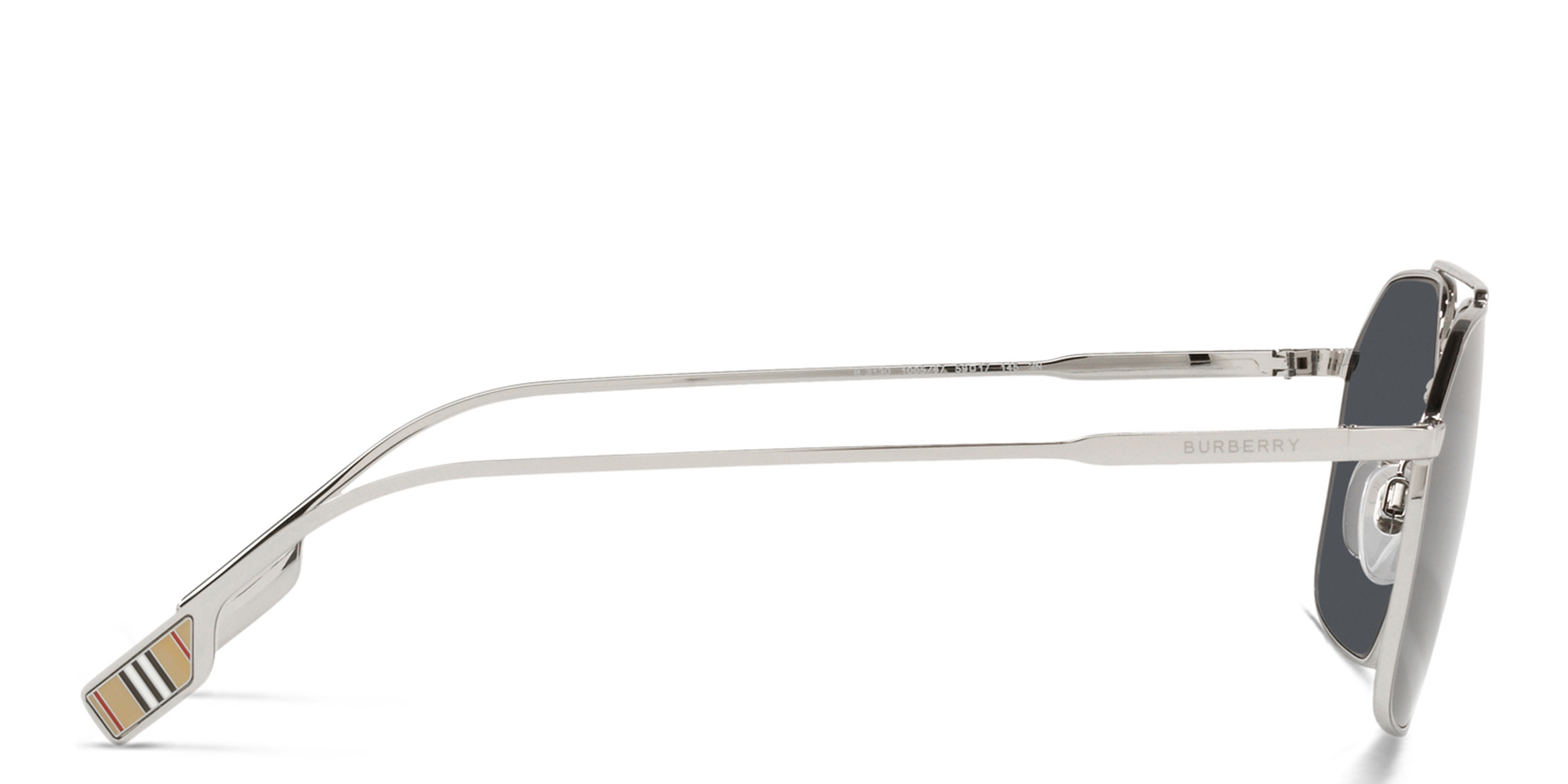 Shop BURBERRY Rectangle Sunglasses in Silver online.