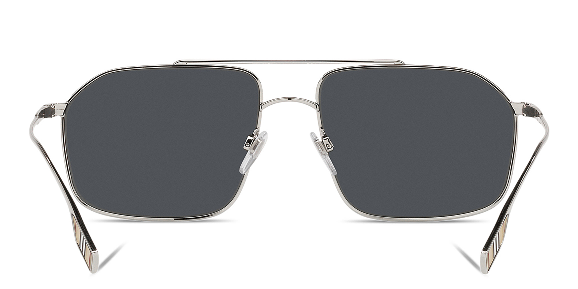 Shop BURBERRY Rectangle Sunglasses in Silver online.