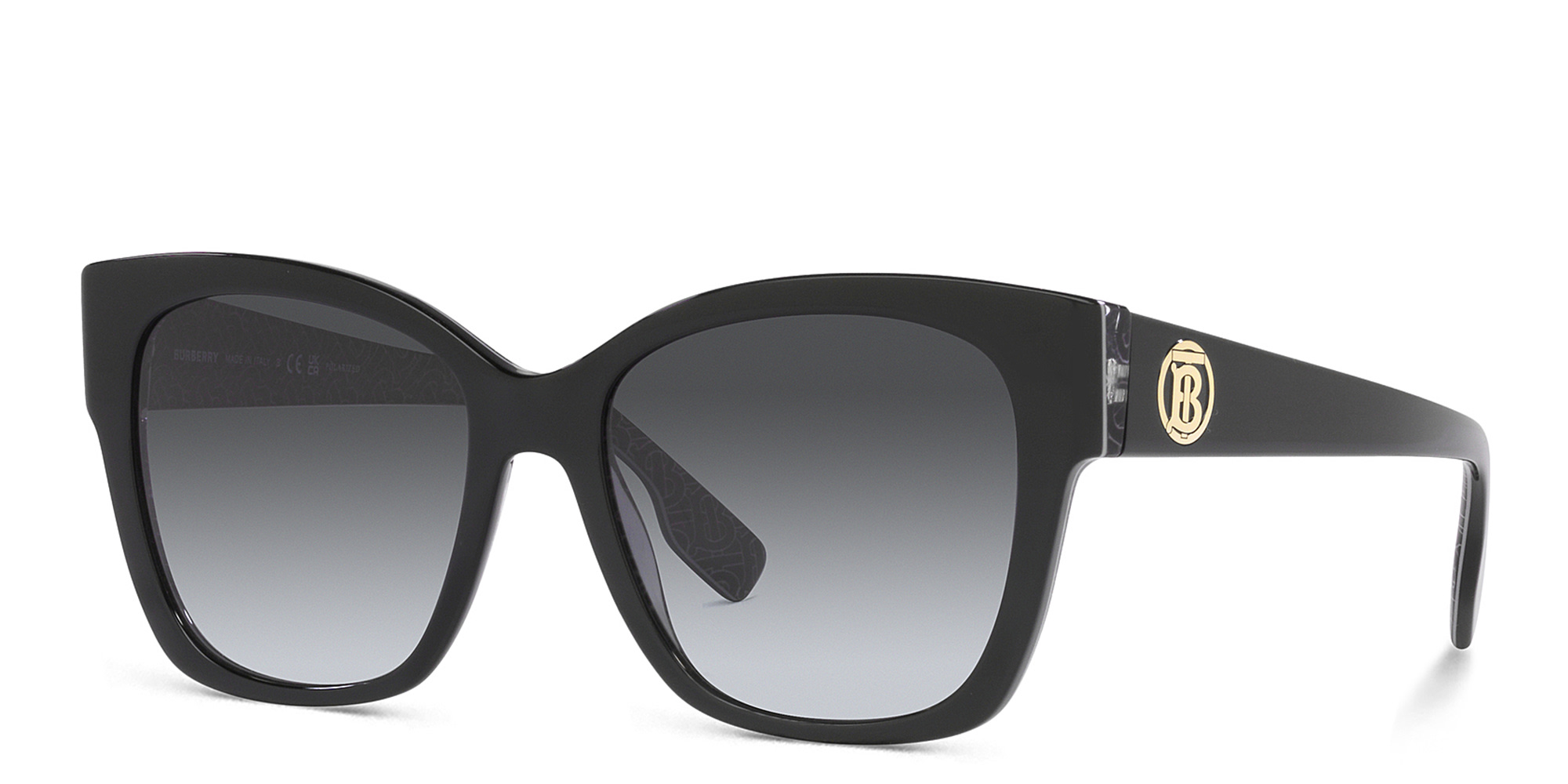 Shop BURBERRY Square Sunglasses in Black online.