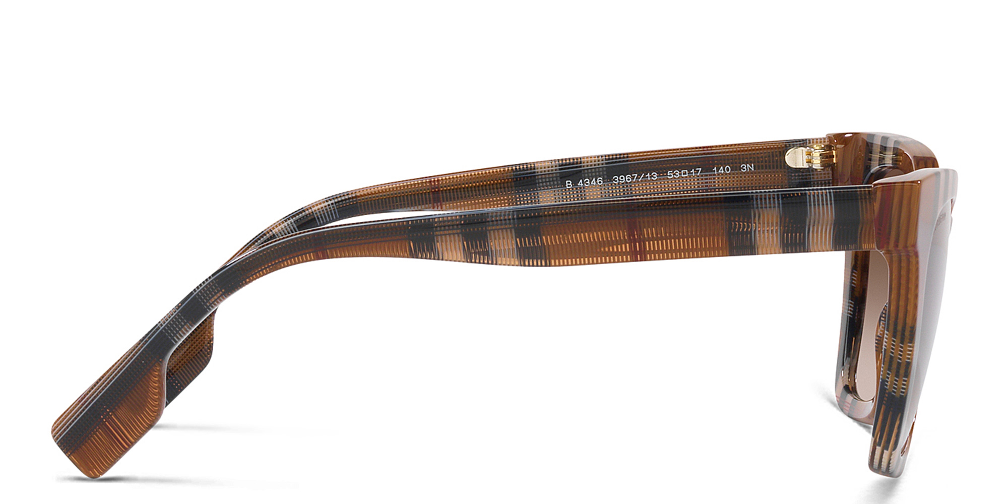 Shop BURBERRY Cat-Eye Sunglasses in Check Brown online.